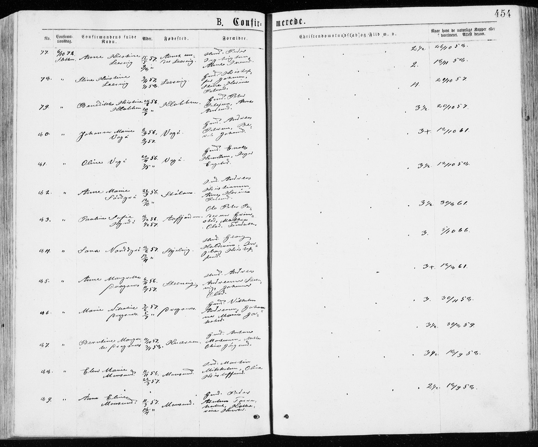 Ministerialprotokoller, klokkerbøker og fødselsregistre - Sør-Trøndelag, AV/SAT-A-1456/640/L0576: Parish register (official) no. 640A01, 1846-1876, p. 454