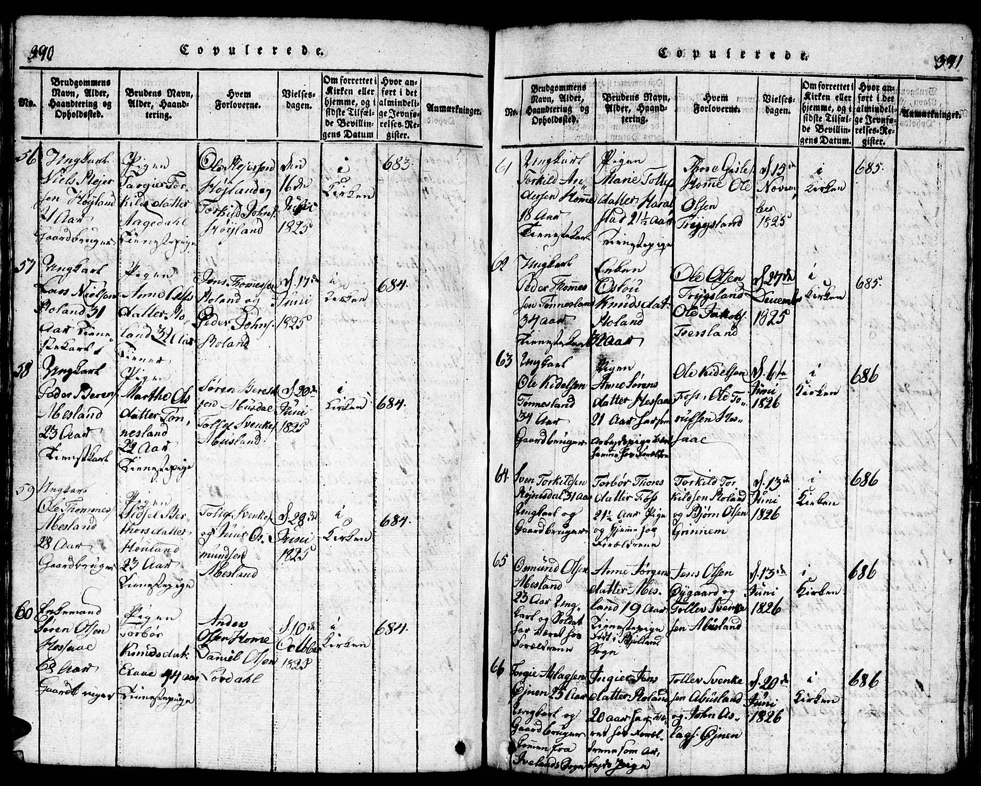 Bjelland sokneprestkontor, SAK/1111-0005/F/Fb/Fba/L0003: Parish register (copy) no. B 3, 1816-1870, p. 390-391