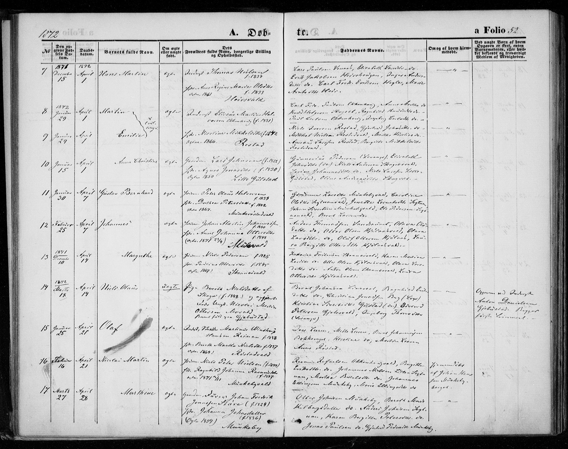 Ministerialprotokoller, klokkerbøker og fødselsregistre - Nord-Trøndelag, SAT/A-1458/721/L0206: Parish register (official) no. 721A01, 1864-1874, p. 52