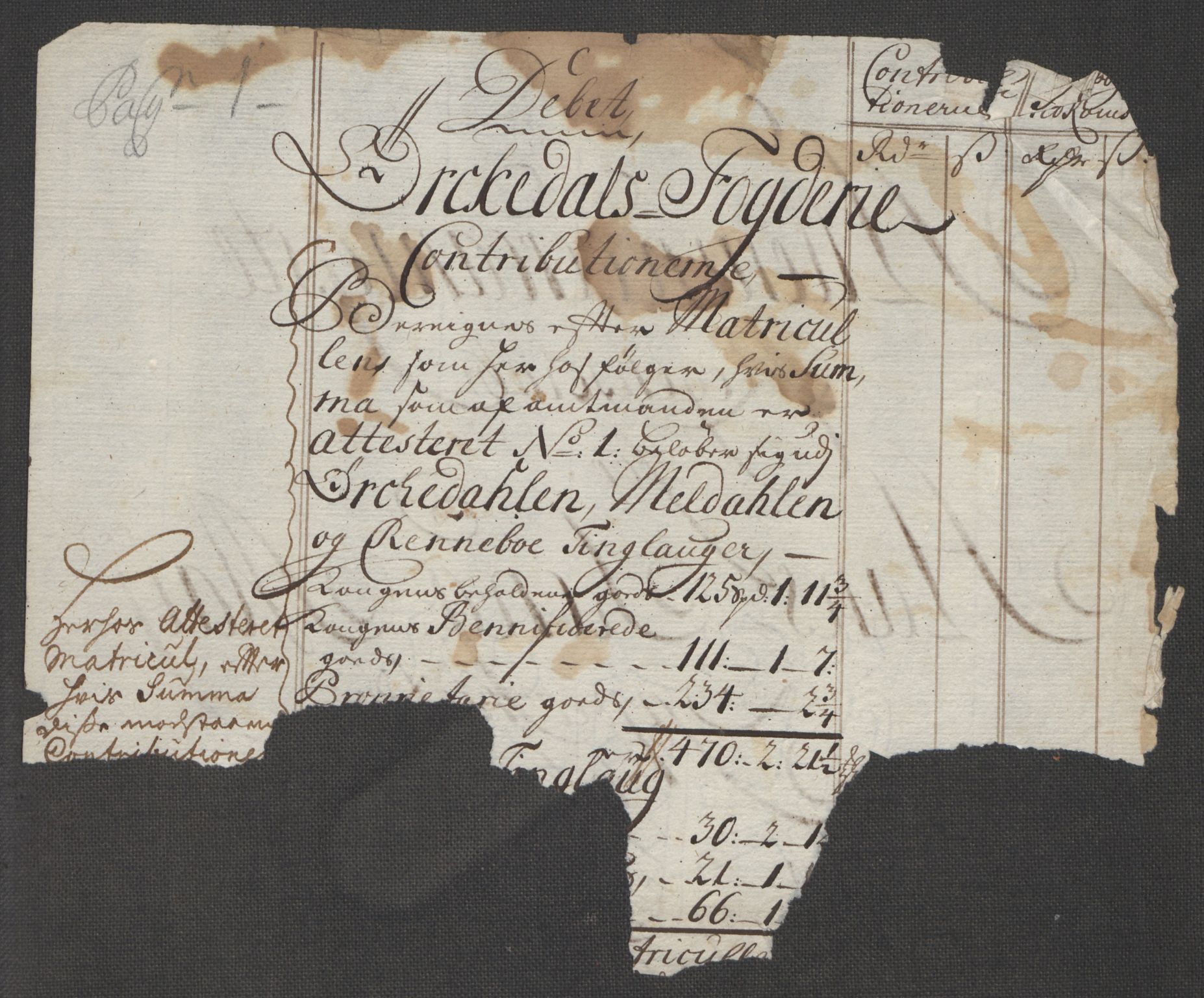 Rentekammeret inntil 1814, Reviderte regnskaper, Fogderegnskap, AV/RA-EA-4092/R60/L3963: Fogderegnskap Orkdal og Gauldal, 1712, p. 5