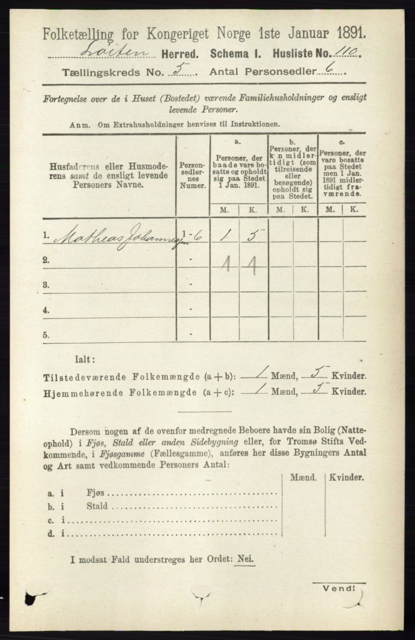 RA, 1891 census for 0415 Løten, 1891, p. 3415