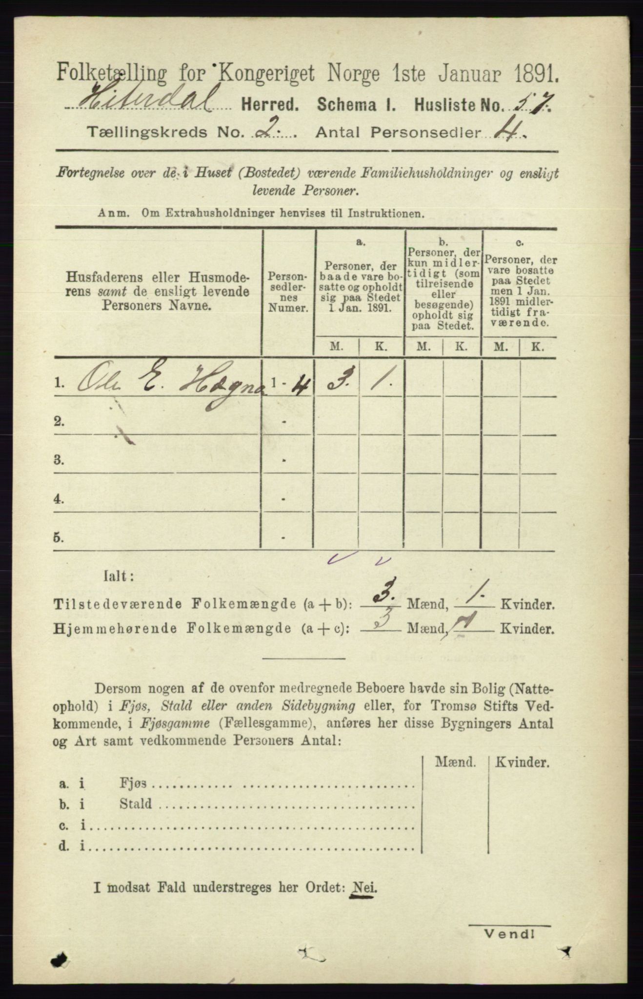 RA, 1891 census for 0823 Heddal, 1891, p. 564