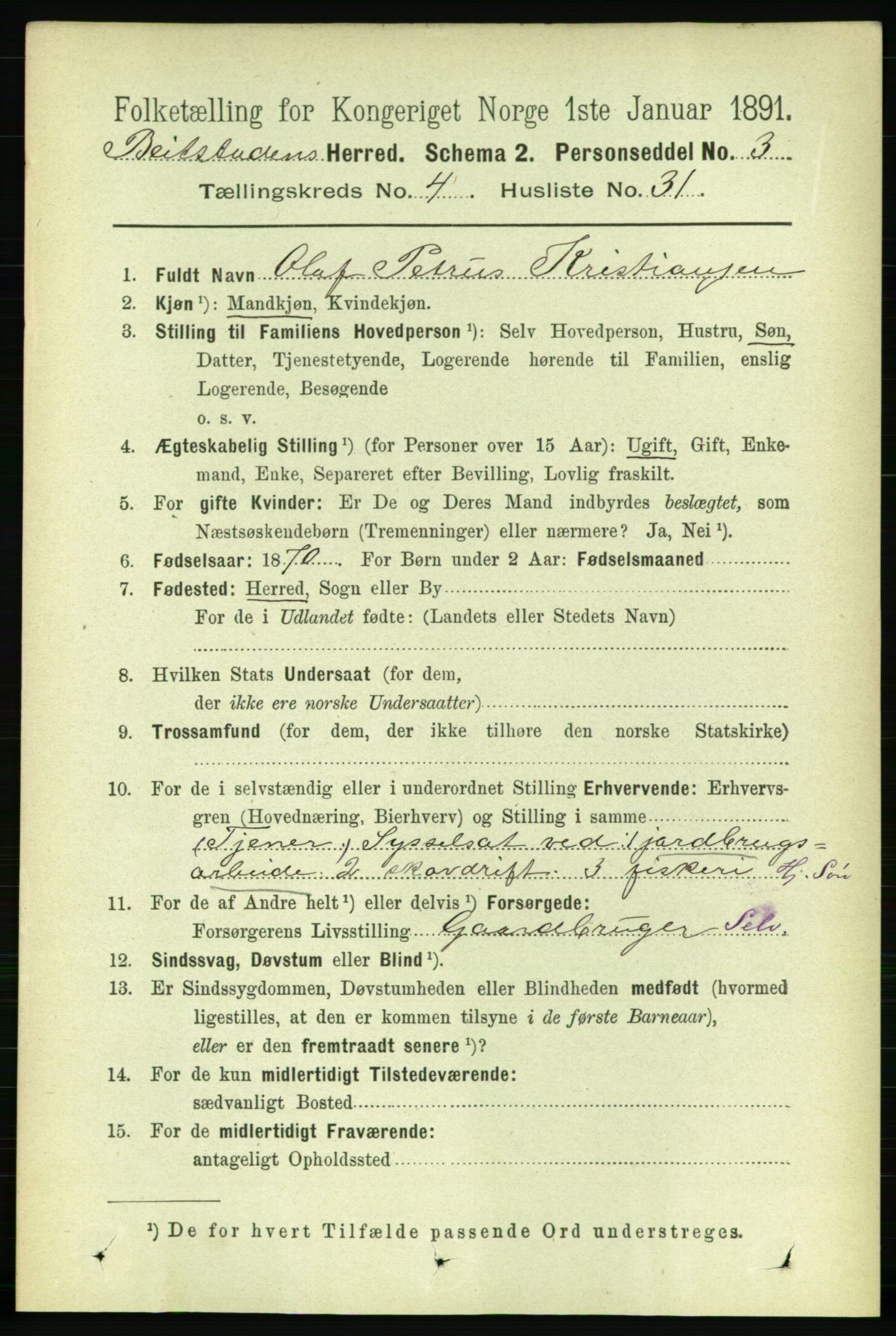 RA, 1891 census for 1727 Beitstad, 1891, p. 1183