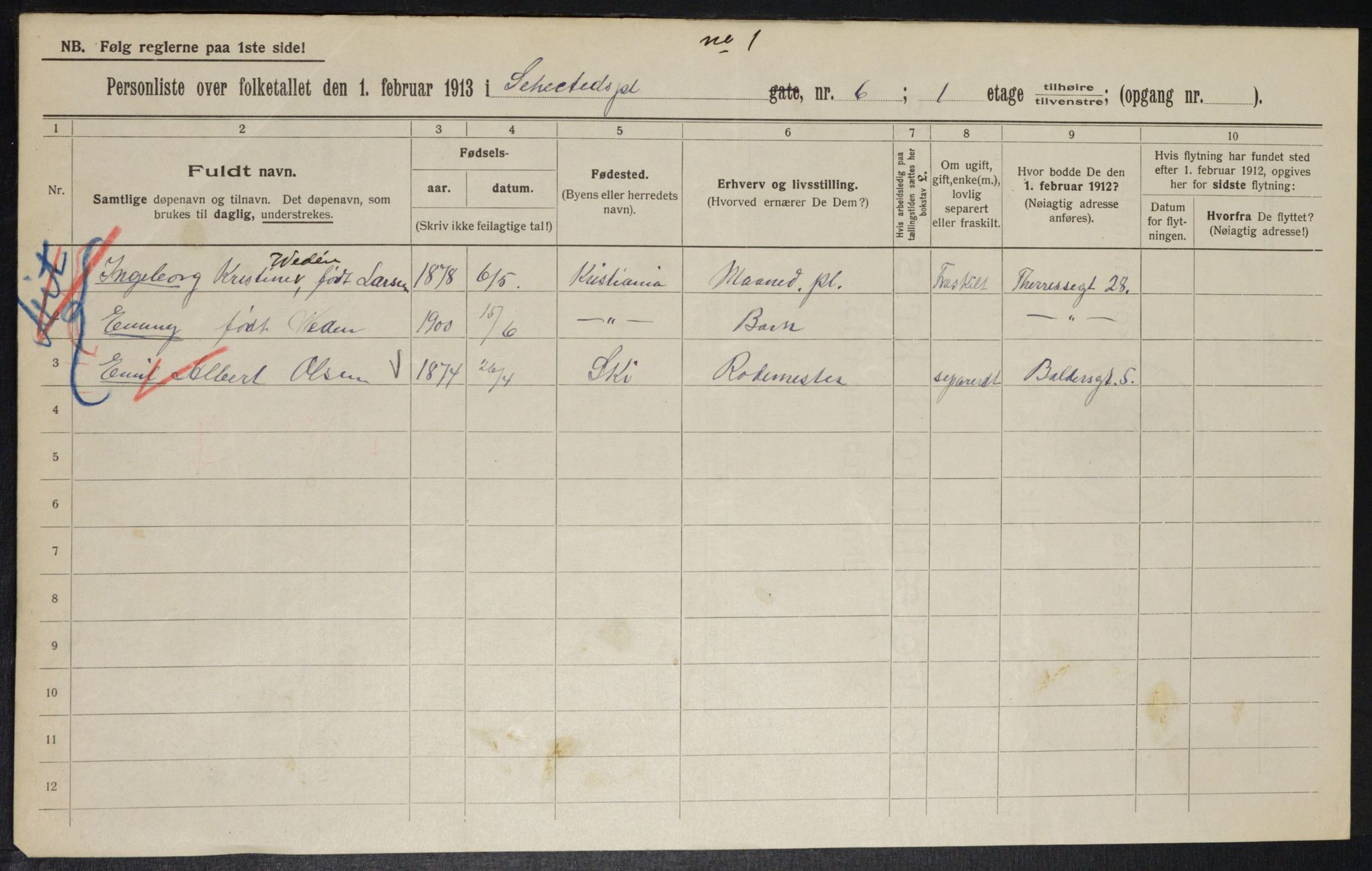 OBA, Municipal Census 1913 for Kristiania, 1913, p. 93781