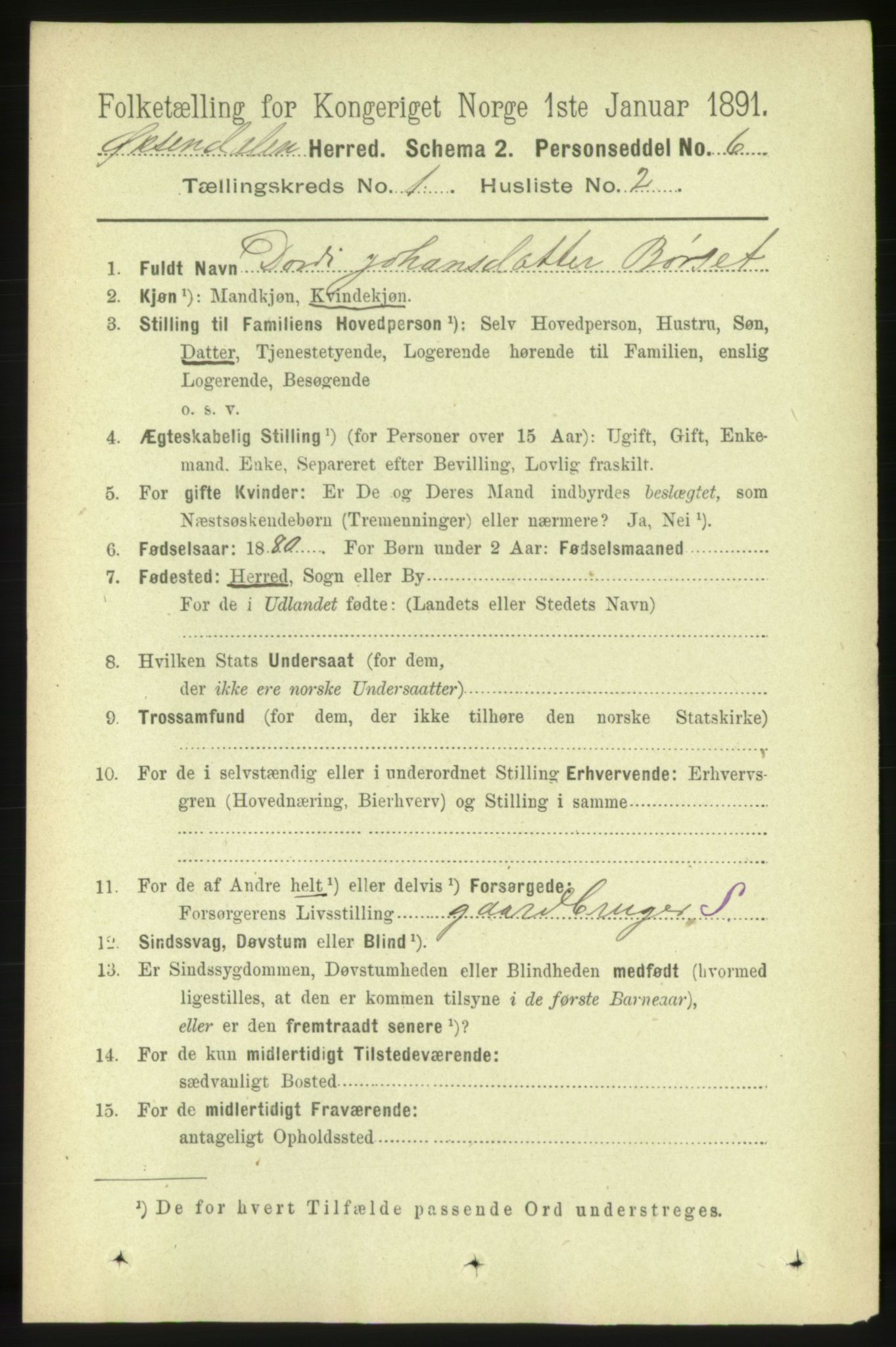 RA, 1891 census for 1561 Øksendal, 1891, p. 55