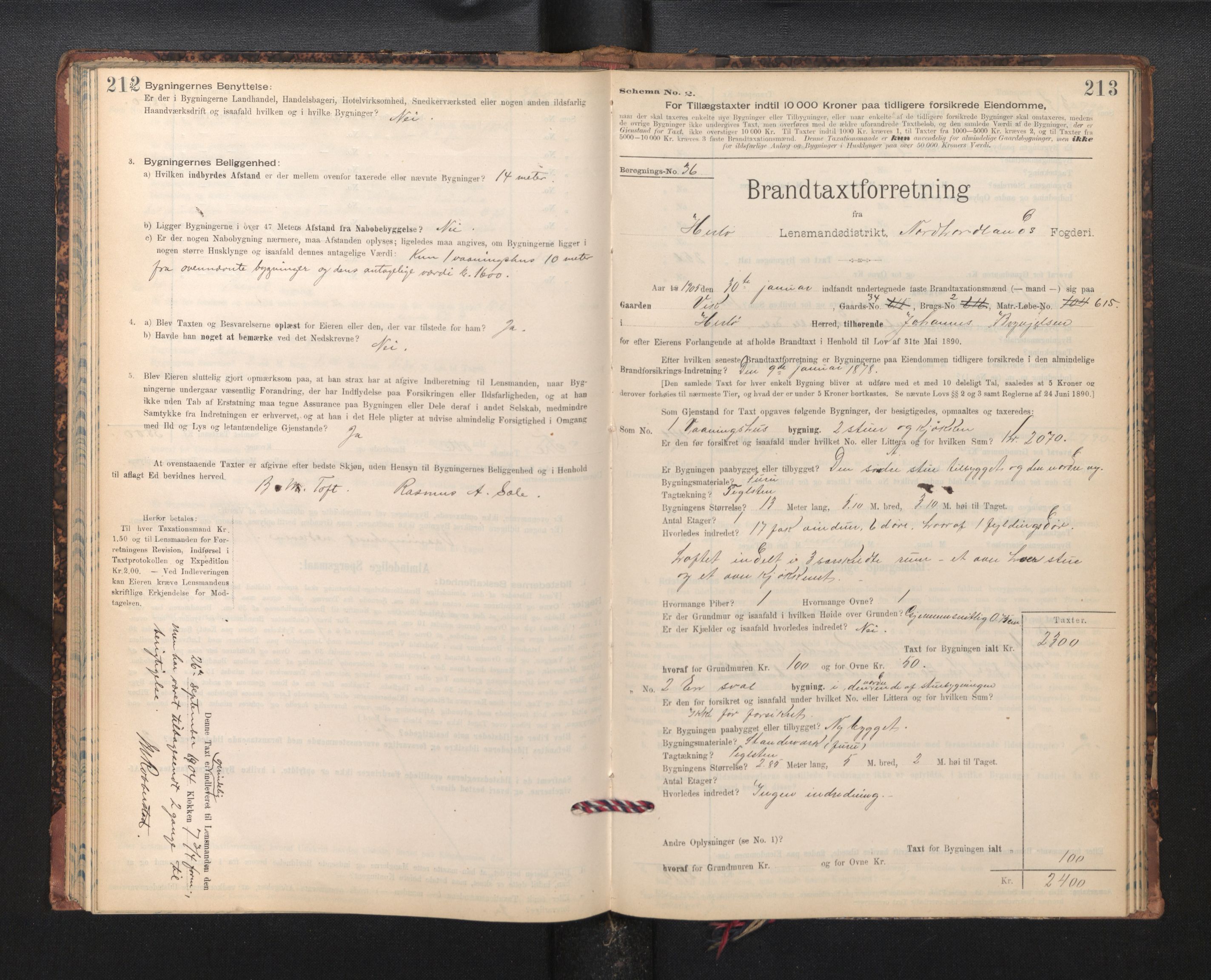Lensmannen i Herdla, SAB/A-32901/0012/L0003:  Branntakstprotokoll skjematakst, 1897-1916, p. 212-213