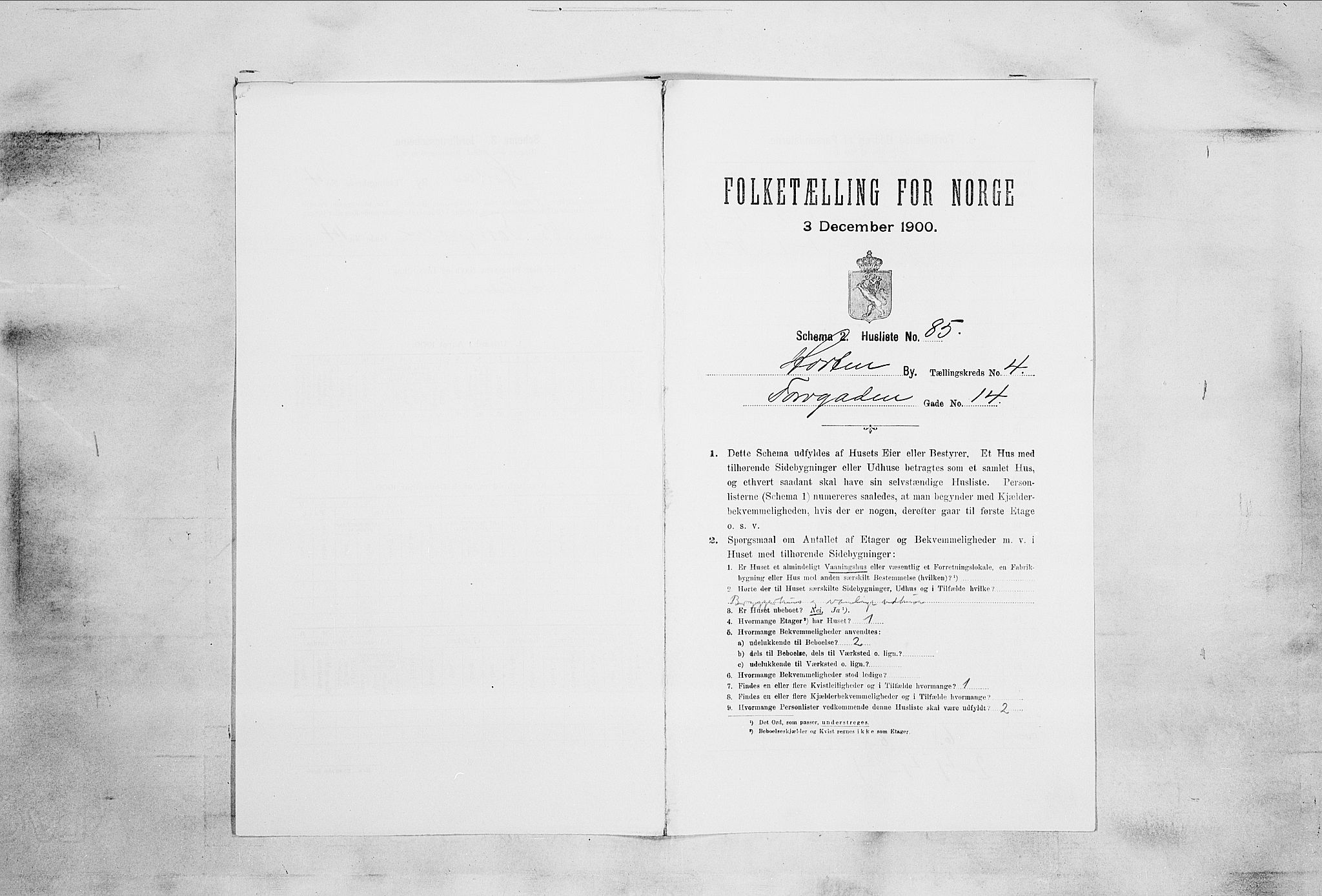 RA, 1900 census for Horten, 1900, p. 3062