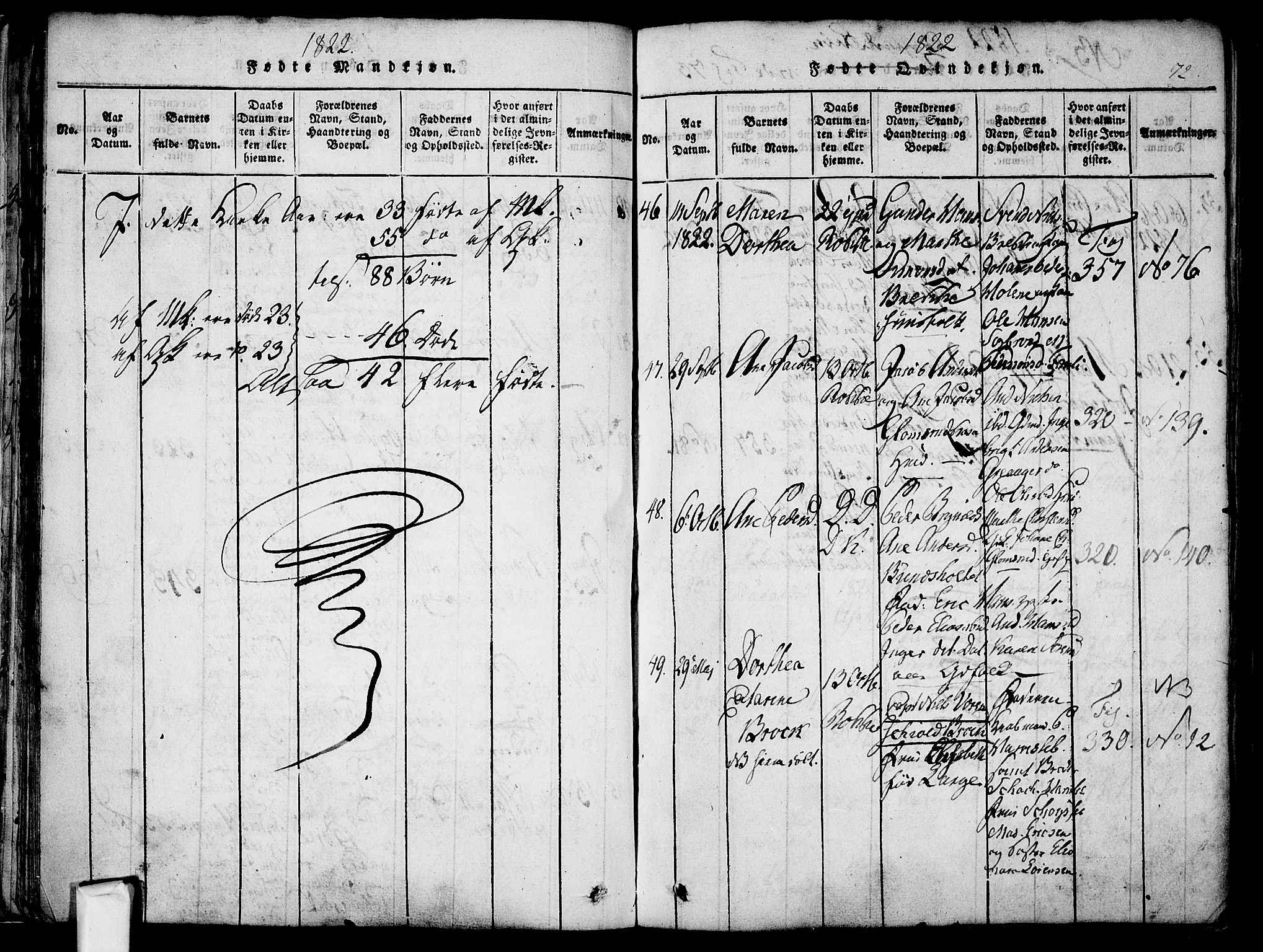 Berg prestekontor Kirkebøker, AV/SAO-A-10902/F/Fa/L0002: Parish register (official) no. I 2, 1815-1831, p. 72