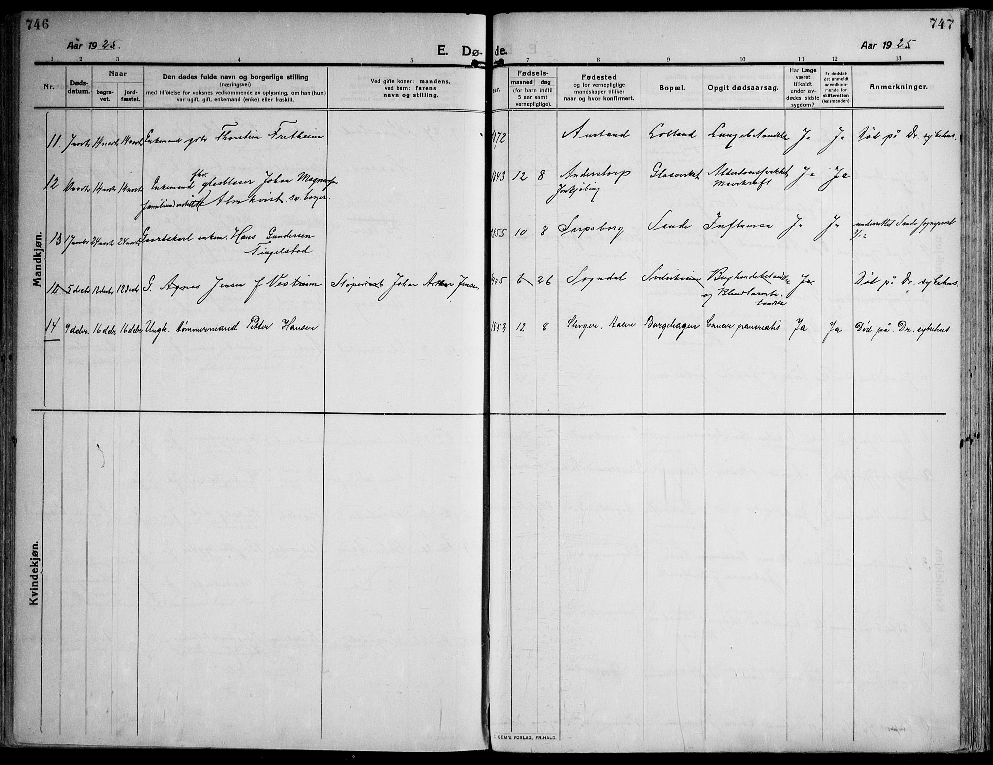 Skoger kirkebøker, SAKO/A-59/F/Fa/L0007: Parish register (official) no. I 7, 1911-1936, p. 746-747