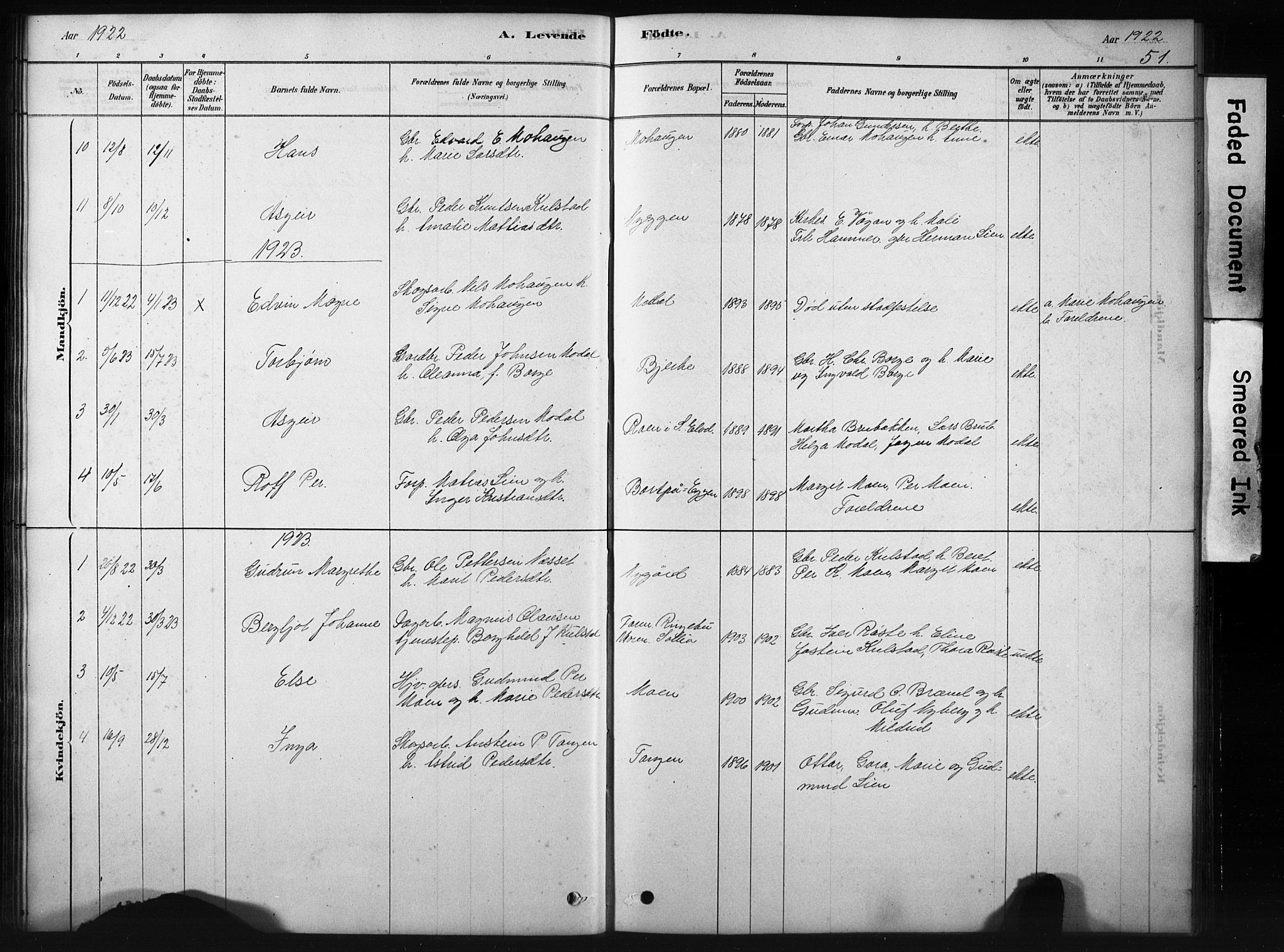 Sollia prestekontor, SAH/PREST-050/H/Ha/Hab/L0002: Parish register (copy) no. 2, 1880-1933, p. 51