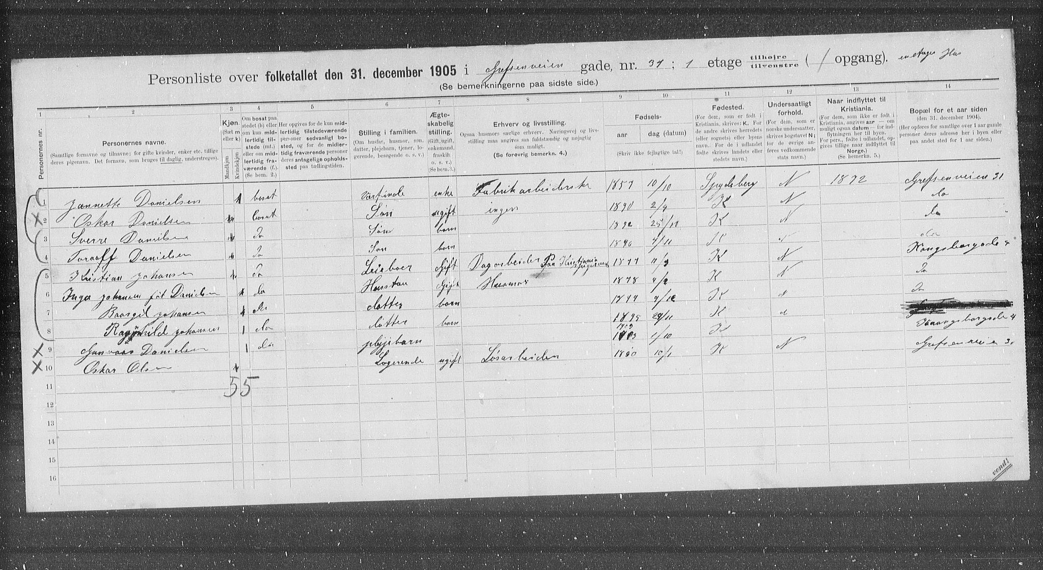 OBA, Municipal Census 1905 for Kristiania, 1905, p. 15456