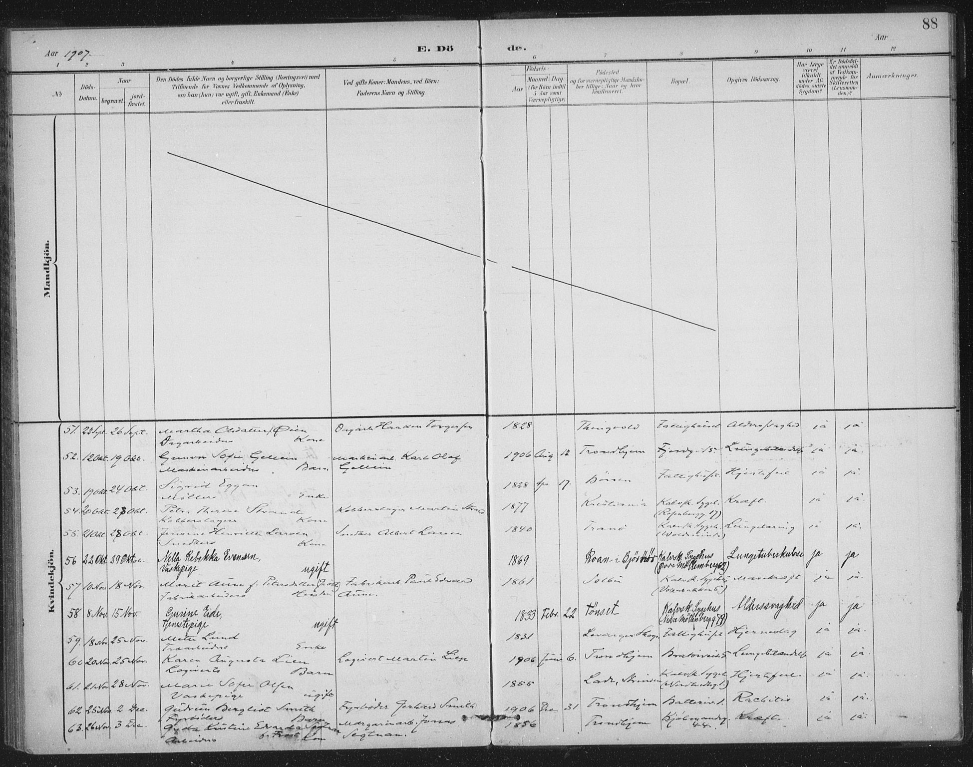 Ministerialprotokoller, klokkerbøker og fødselsregistre - Sør-Trøndelag, SAT/A-1456/602/L0123: Parish register (official) no. 602A21, 1895-1910, p. 88