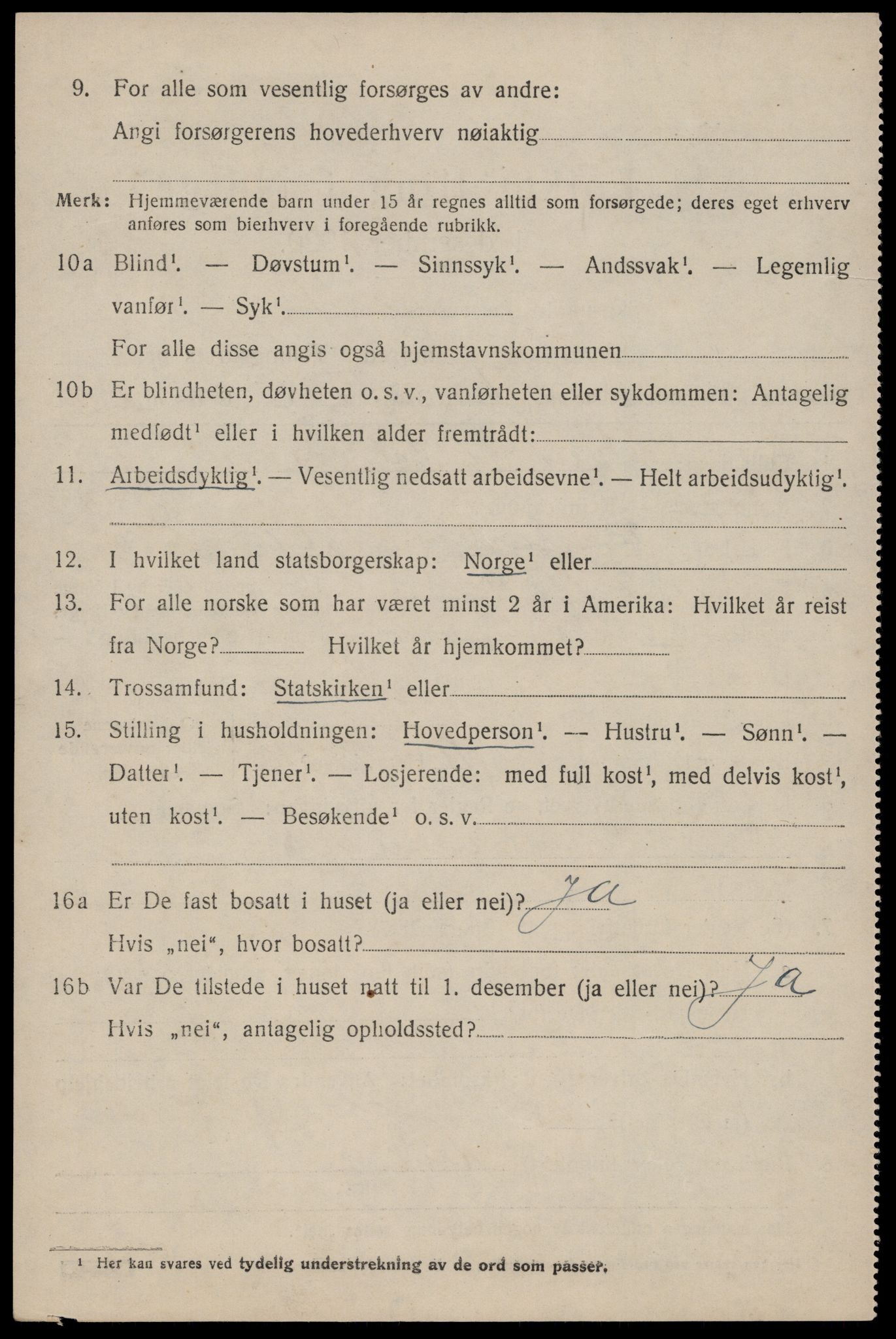 SAST, 1920 census for Nedstrand, 1920, p. 2268