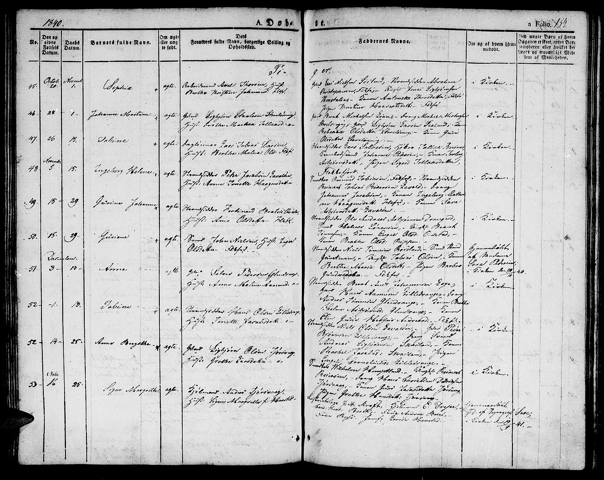 Flekkefjord sokneprestkontor, SAK/1111-0012/F/Fb/Fbc/L0004: Parish register (copy) no. B 4, 1827-1846, p. 154