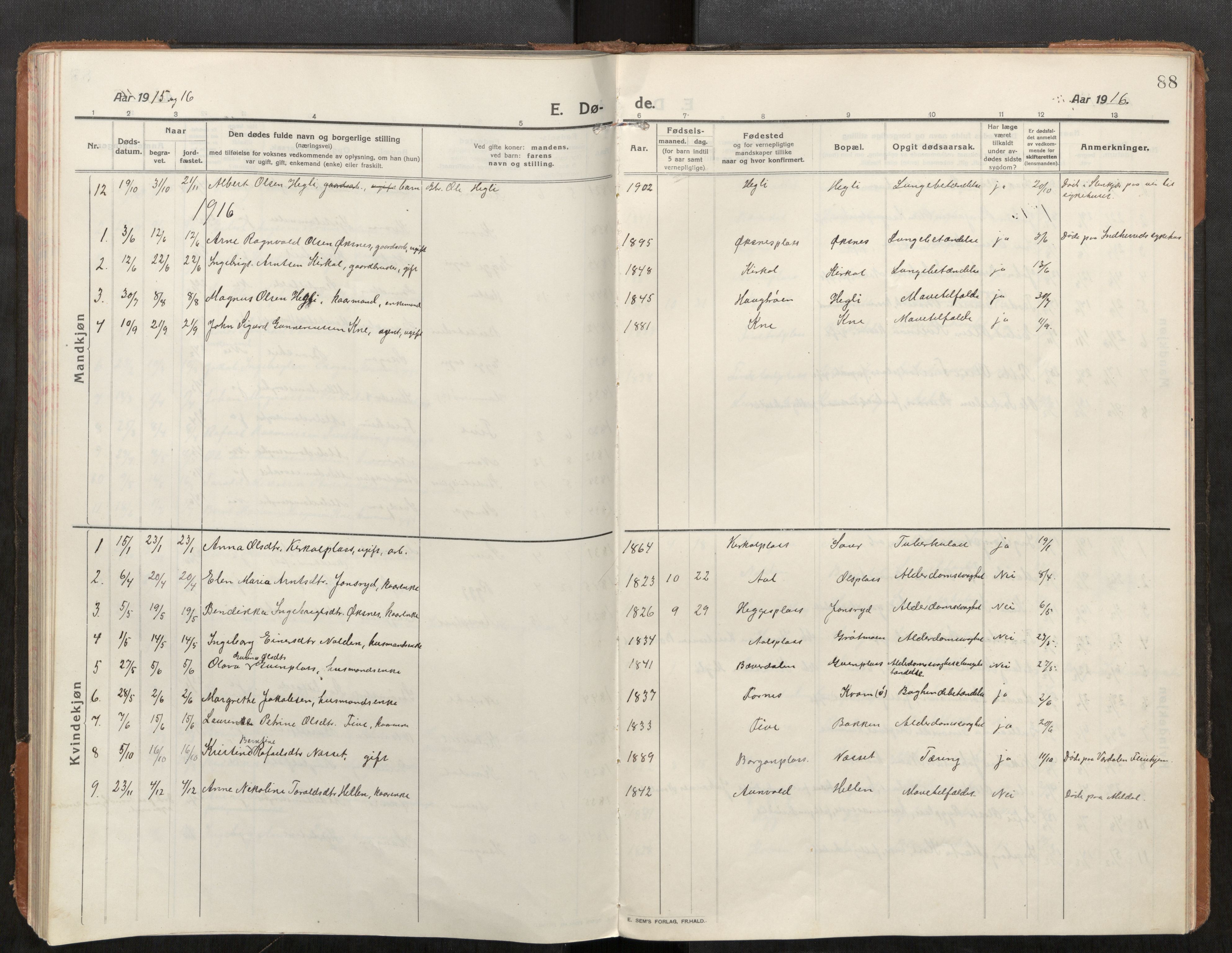 Stod sokneprestkontor, AV/SAT-A-1164/1/I/I1/I1a/L0004: Parish register (official) no. 4, 1913-1933, p. 88