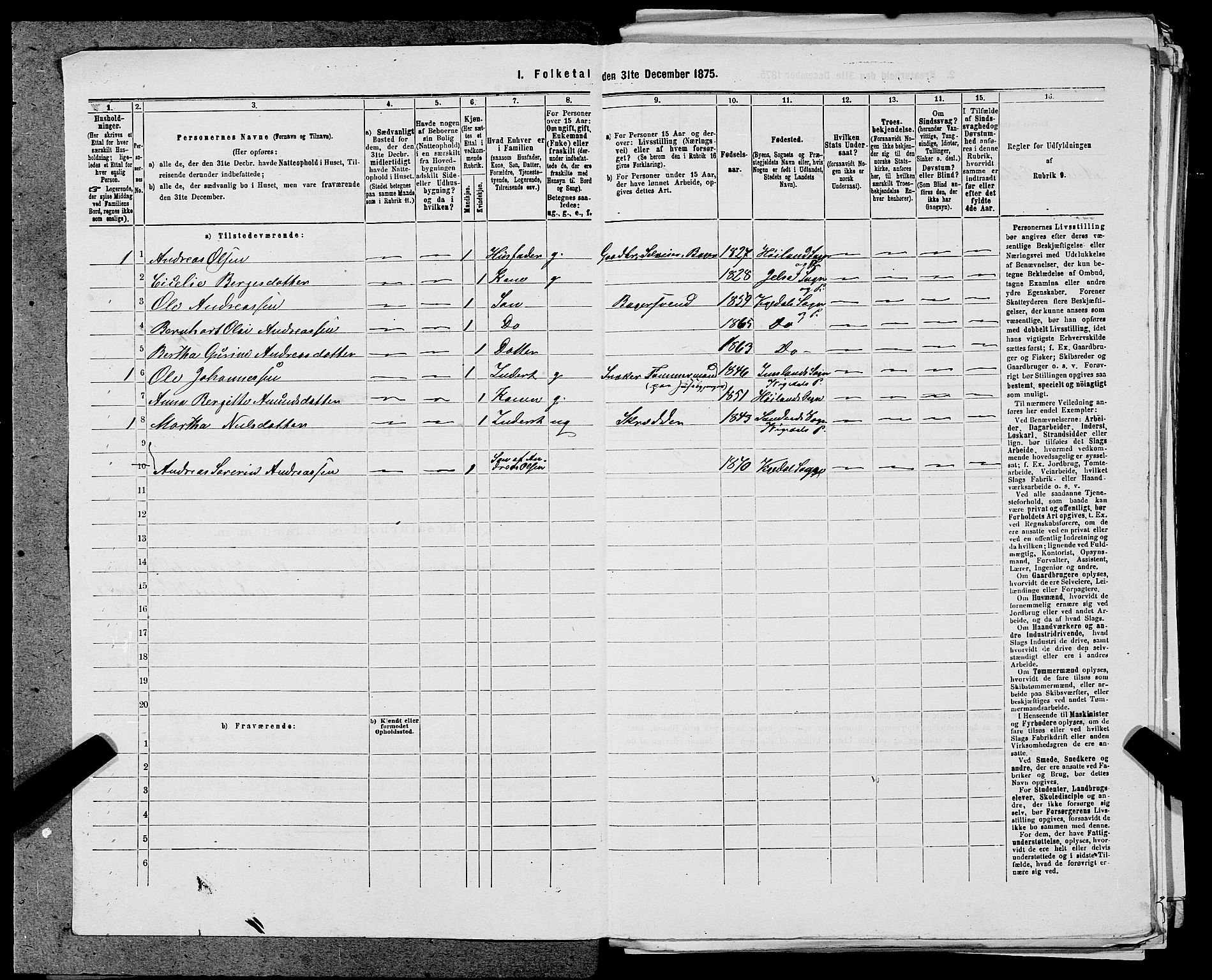 SAST, 1875 census for 1157P Vikedal, 1875, p. 816