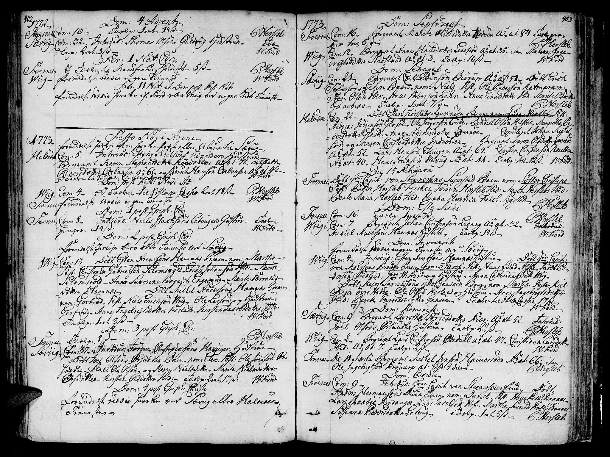Ministerialprotokoller, klokkerbøker og fødselsregistre - Nord-Trøndelag, SAT/A-1458/773/L0607: Parish register (official) no. 773A01, 1751-1783, p. 402-403