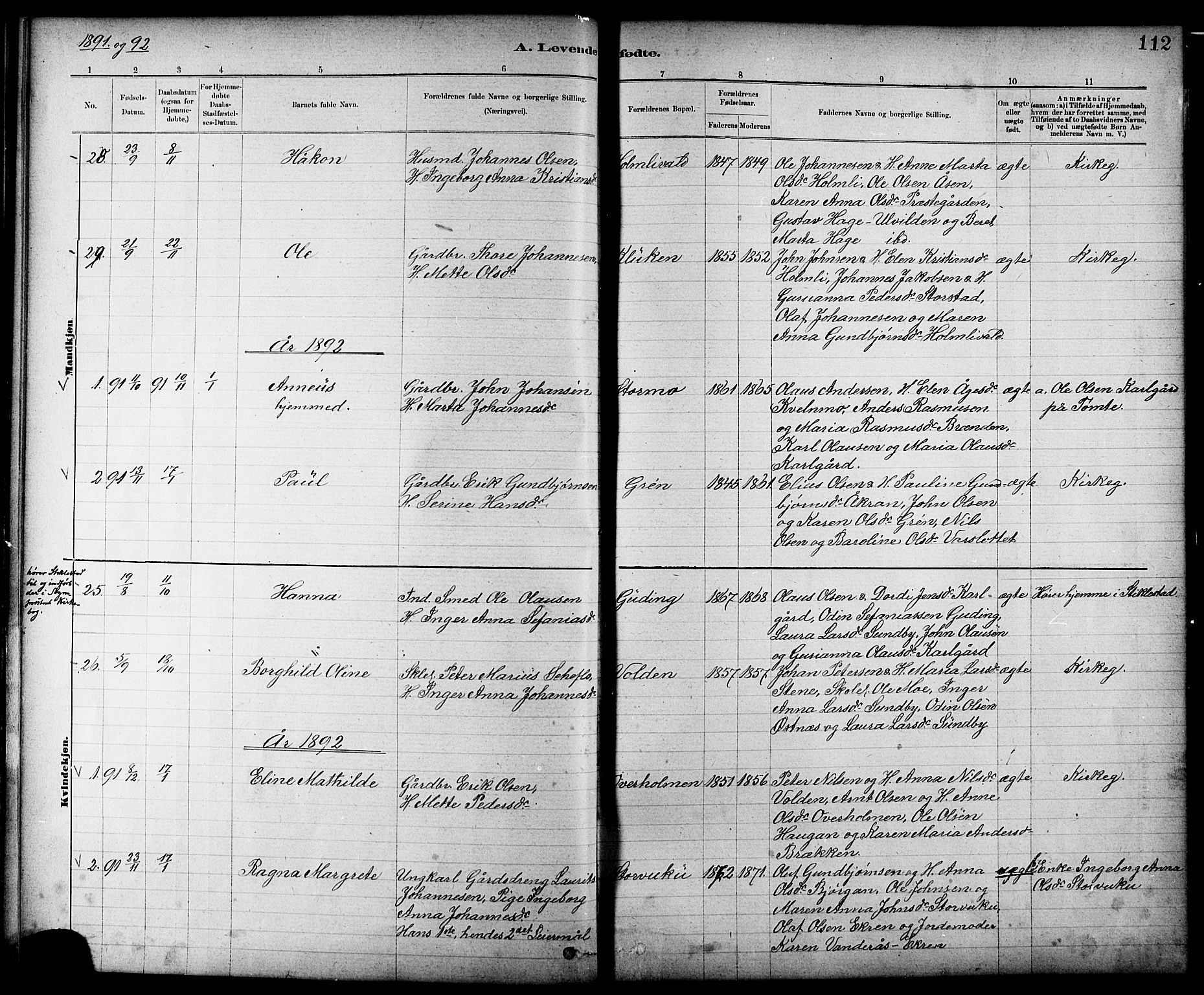 Ministerialprotokoller, klokkerbøker og fødselsregistre - Nord-Trøndelag, AV/SAT-A-1458/724/L0267: Parish register (copy) no. 724C03, 1879-1898, p. 112