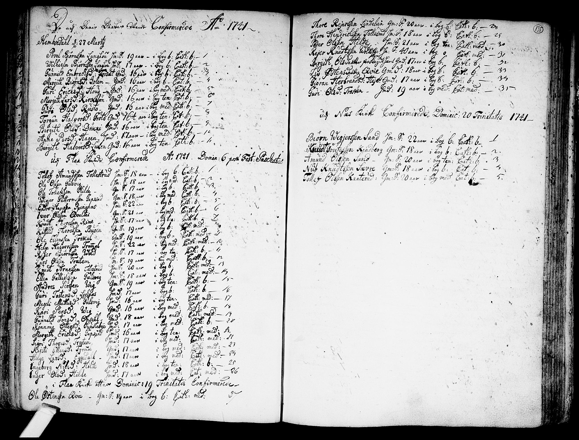 Nes kirkebøker, SAKO/A-236/F/Fa/L0002: Parish register (official) no. 2, 1707-1759, p. 135