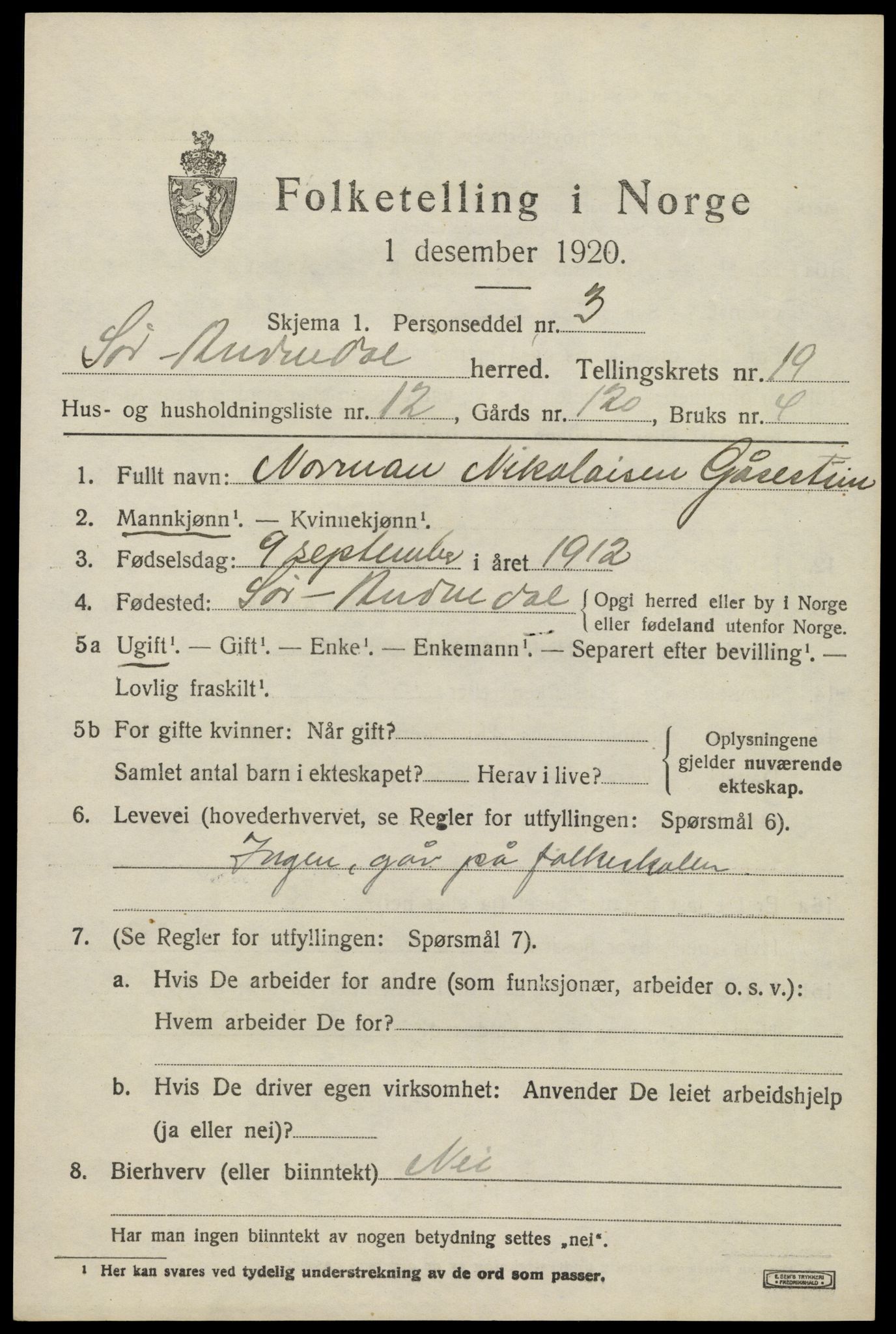 SAK, 1920 census for Sør-Audnedal, 1920, p. 6679