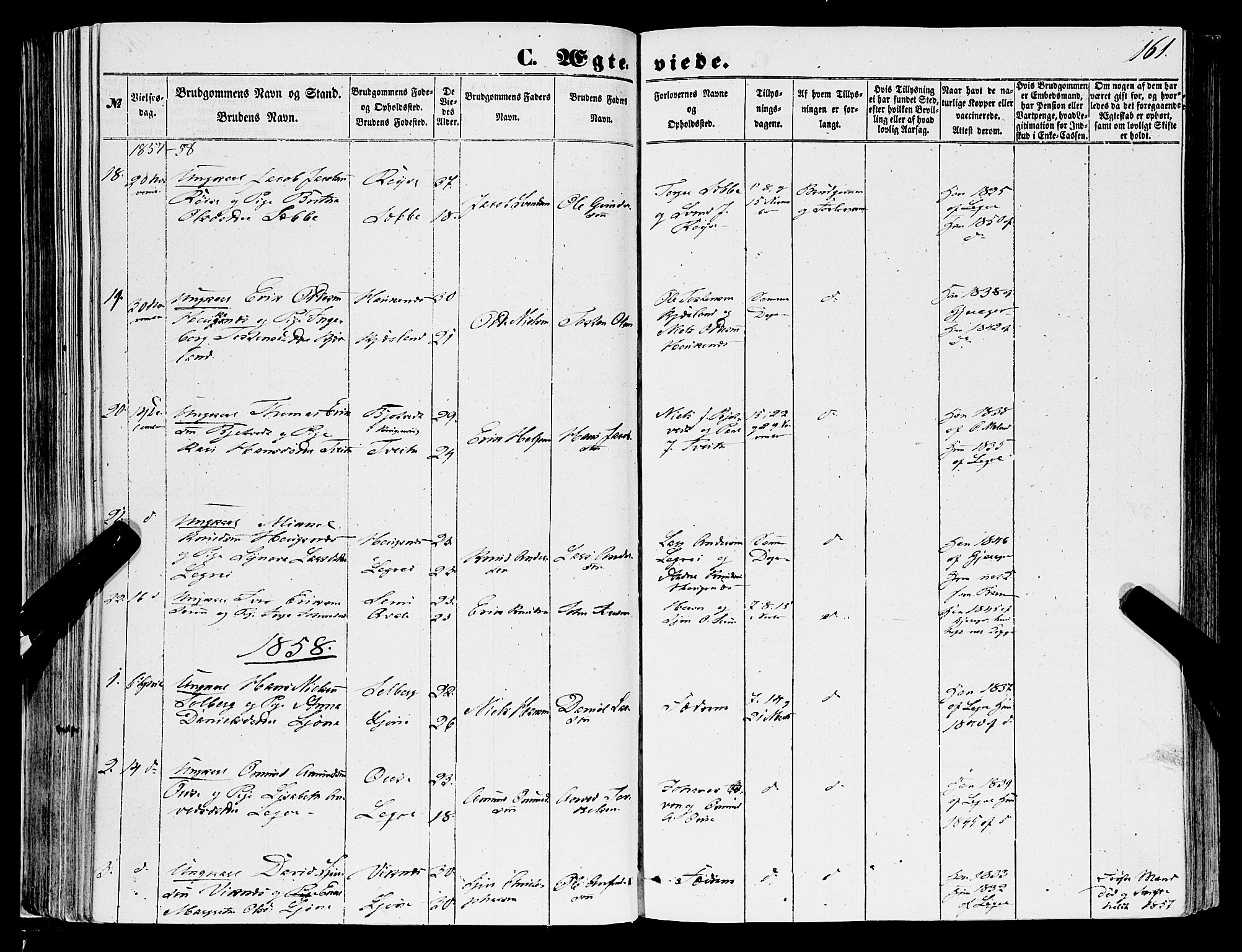 Ulvik sokneprestembete, SAB/A-78801/H/Haa: Parish register (official) no. A 13, 1853-1863, p. 161