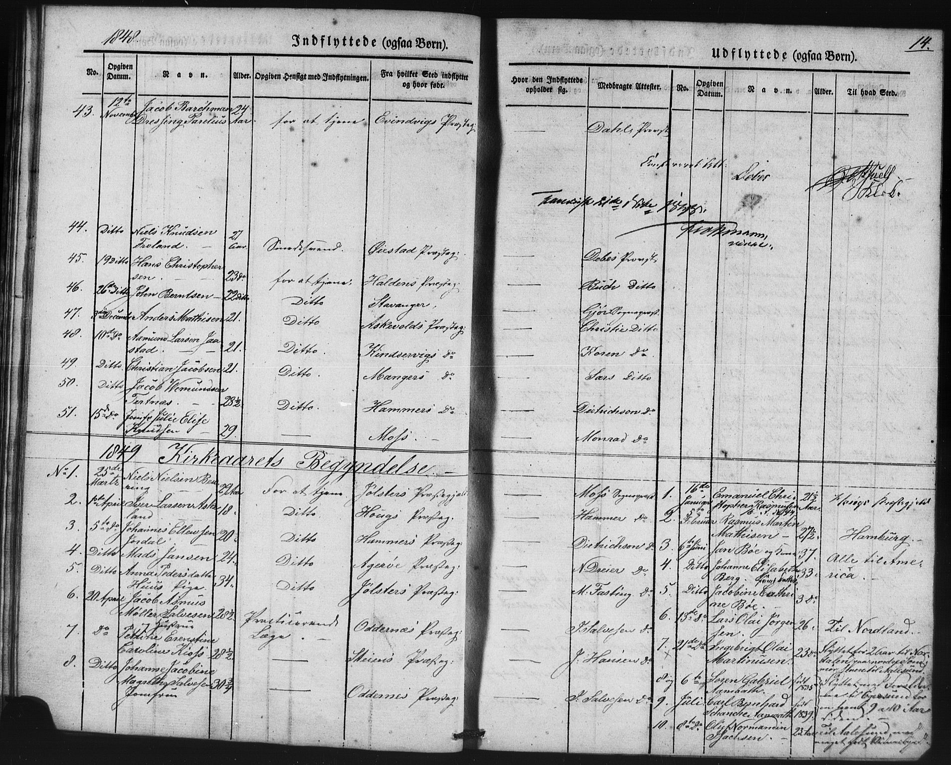 Domkirken sokneprestembete, SAB/A-74801/H/Haa/L0046: Parish register (official) no. F 1, 1841-1852, p. 14