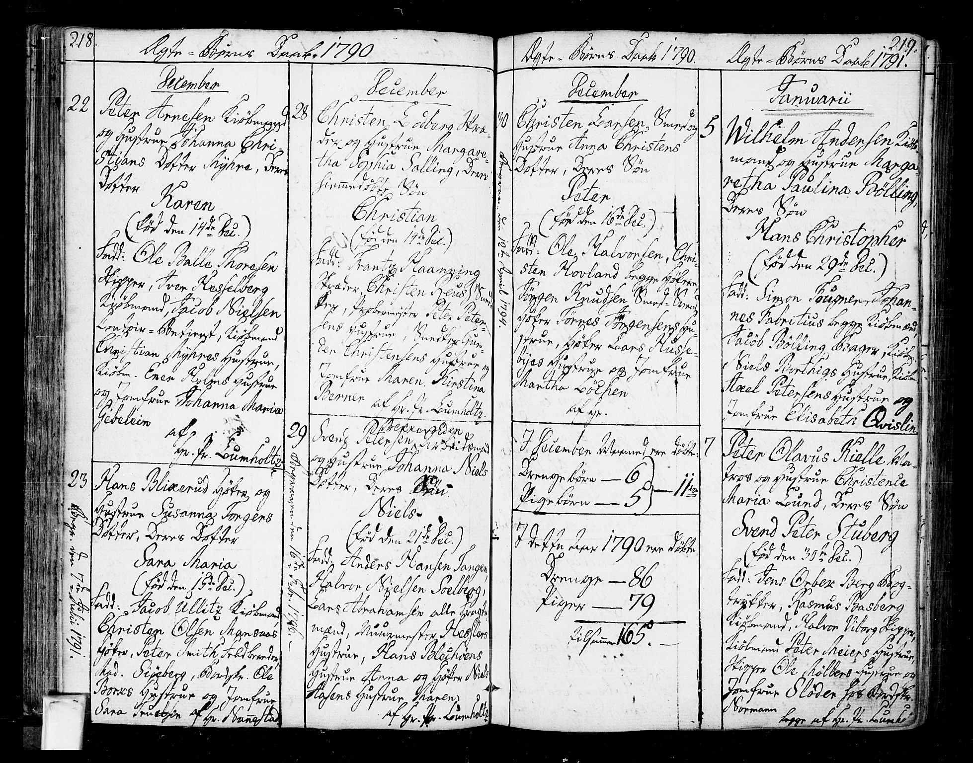 Oslo domkirke Kirkebøker, SAO/A-10752/F/Fa/L0005: Parish register (official) no. 5, 1787-1806, p. 218-219