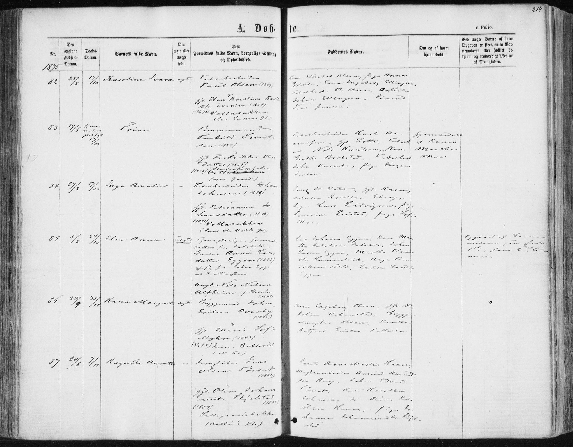 Ministerialprotokoller, klokkerbøker og fødselsregistre - Sør-Trøndelag, AV/SAT-A-1456/604/L0186: Parish register (official) no. 604A07, 1866-1877, p. 214