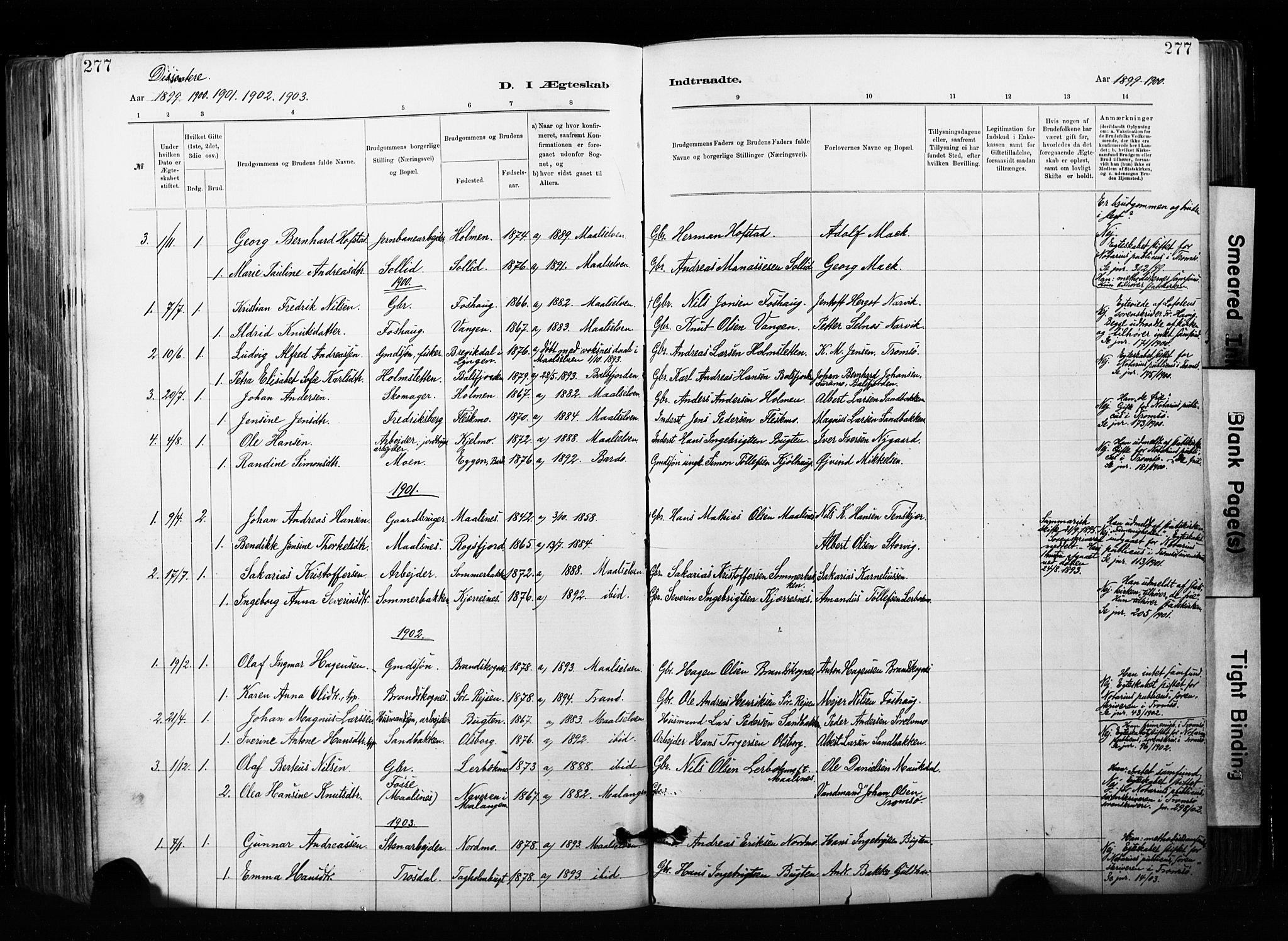 Målselv sokneprestembete, SATØ/S-1311/G/Ga/Gaa/L0007kirke: Parish register (official) no. 7, 1884-1903, p. 277