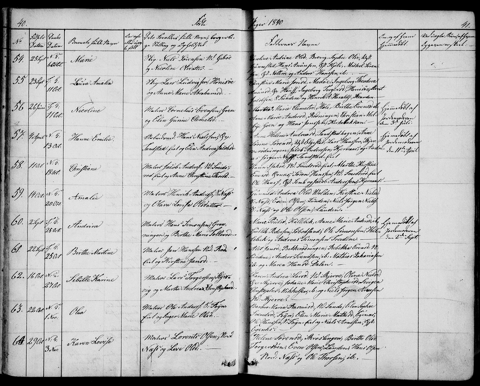 Nøtterøy kirkebøker, SAKO/A-354/F/Fa/L0005: Parish register (official) no. I 5, 1839-1852, p. 40-41
