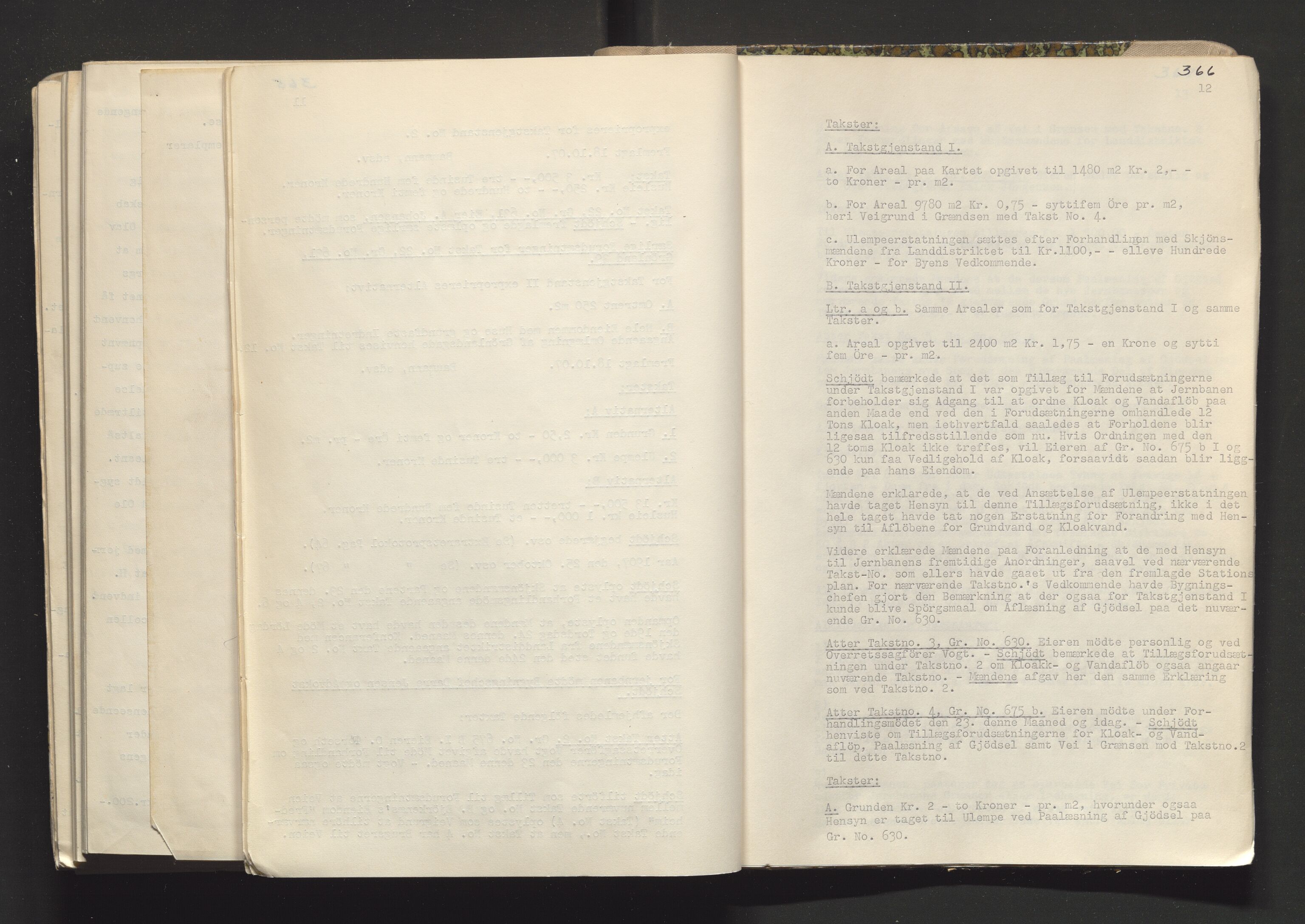 Norges Statsbaner Drammen distrikt (NSB), AV/SAKO-A-30/Y/Yc/L0005: Takster Vestfoldbanen strekningen Drammen-Horten samt Drammen stasjons utvidelse , 1877-1910, p. 366