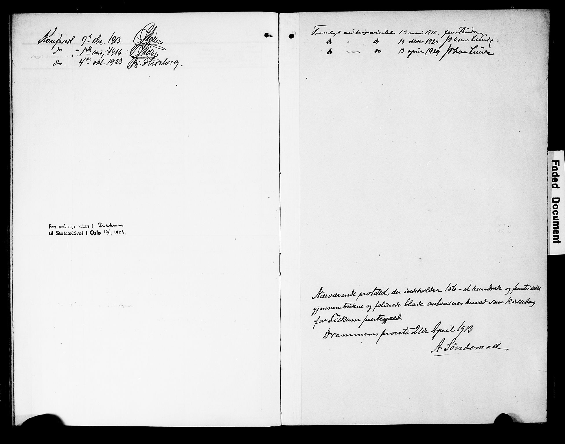 Fiskum kirkebøker, SAKO/A-15/G/Ga/L0006: Parish register (copy) no. 6, 1913-1927