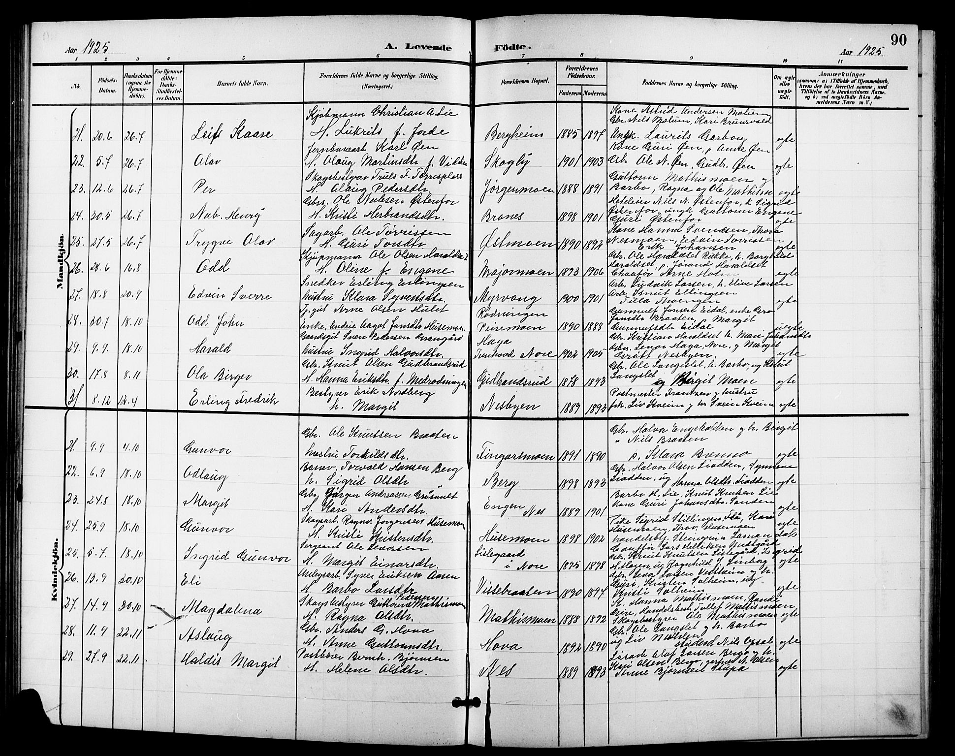 Nes kirkebøker, AV/SAKO-A-236/G/Ga/L0004: Parish register (copy) no. I 4, 1900-1925, p. 90