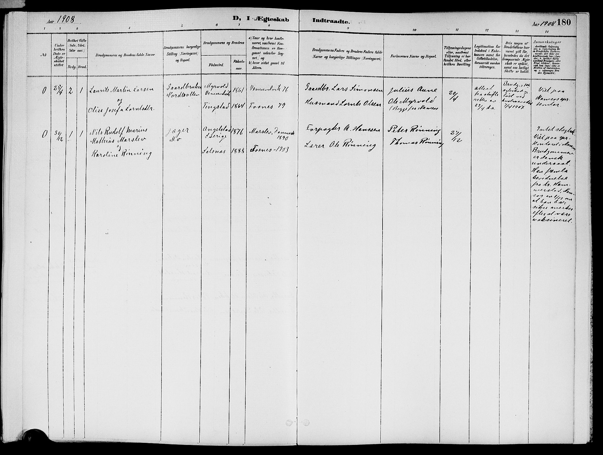 Ministerialprotokoller, klokkerbøker og fødselsregistre - Nord-Trøndelag, AV/SAT-A-1458/773/L0617: Parish register (official) no. 773A08, 1887-1910, p. 180