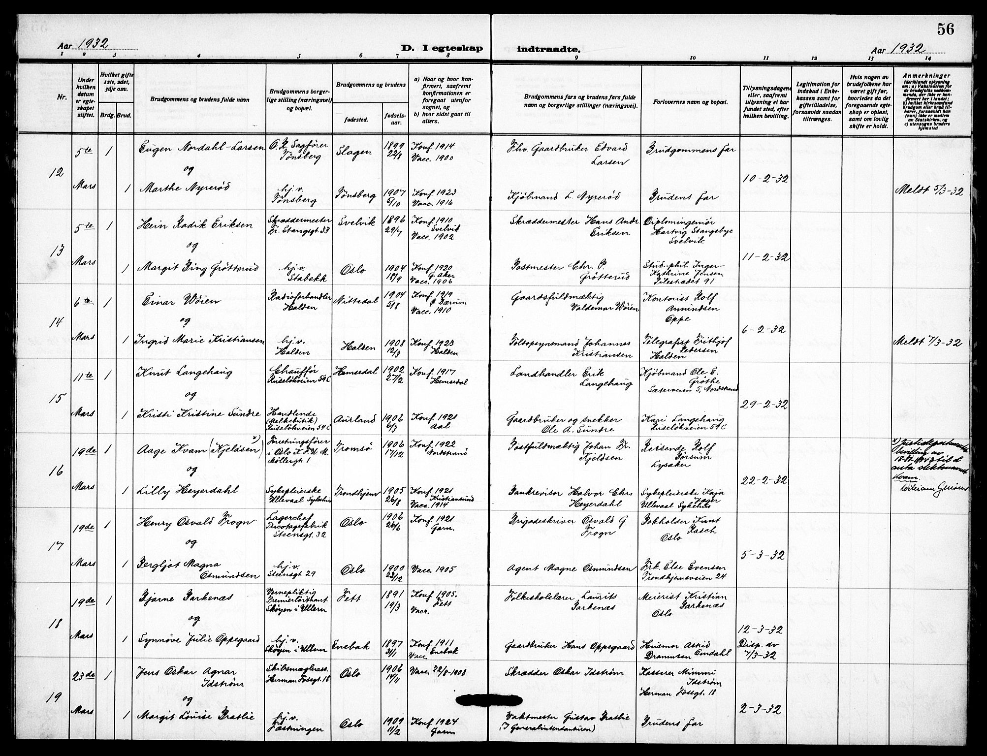 Garnisonsmenigheten Kirkebøker, AV/SAO-A-10846/F/Fa/L0019: Parish register (official) no. 19, 1928-1938, p. 56