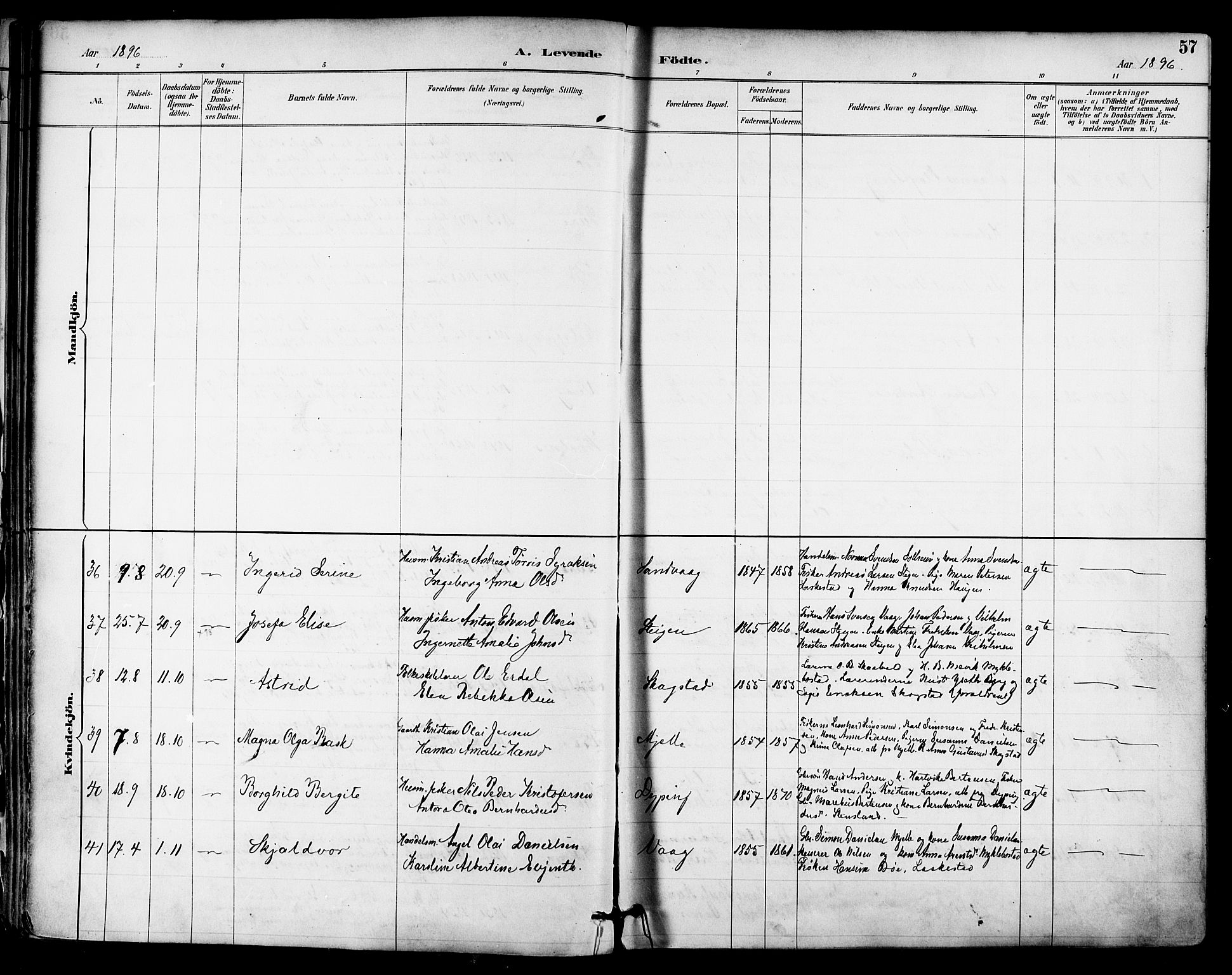 Ministerialprotokoller, klokkerbøker og fødselsregistre - Nordland, AV/SAT-A-1459/855/L0803: Parish register (official) no. 855A11, 1887-1905, p. 57