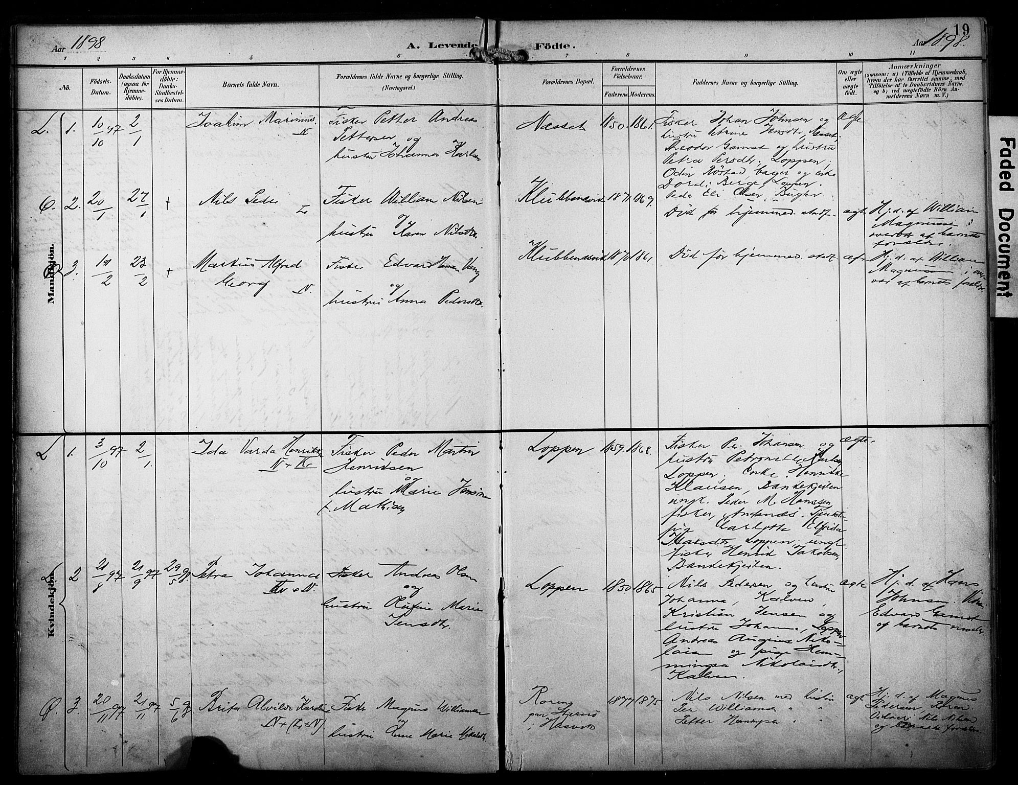 Loppa sokneprestkontor, SATØ/S-1339/H/Ha/L0009kirke: Parish register (official) no. 9, 1895-1909, p. 19