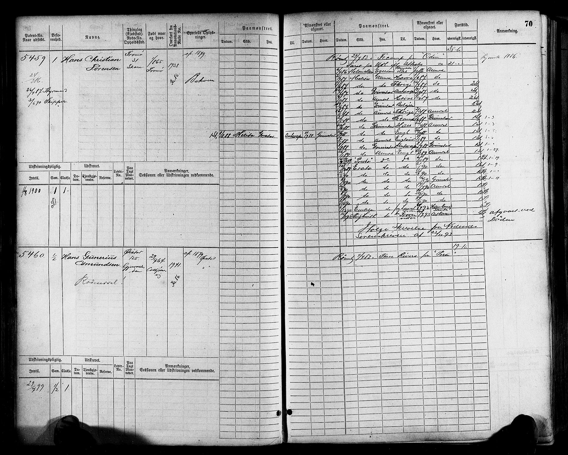 Arendal mønstringskrets, AV/SAK-2031-0012/F/Fb/L0017: Hovedrulle A nr 5323-6076, S-15, 1884-1892, p. 71