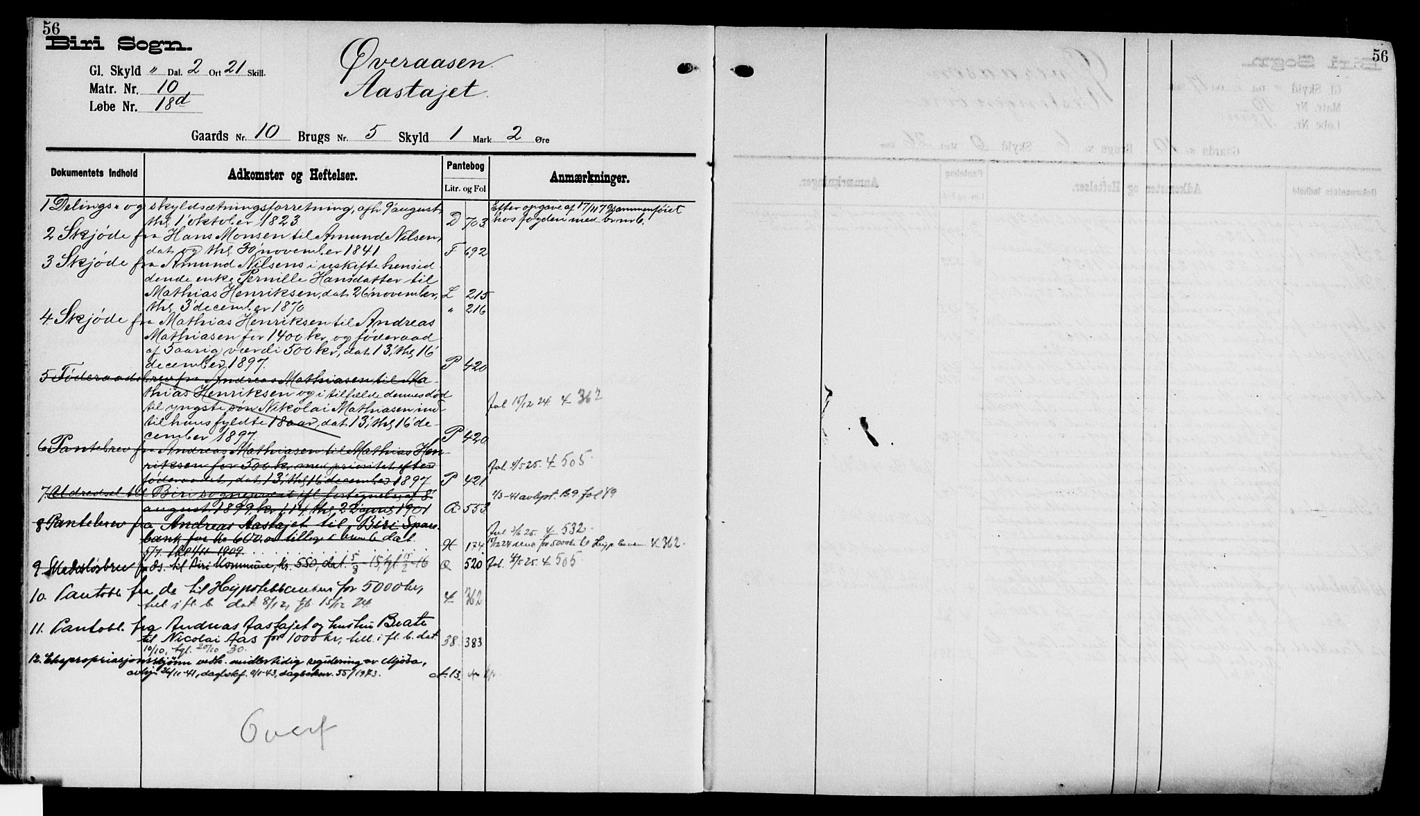 Toten tingrett, AV/SAH-TING-006/H/Ha/Haa/L0015: Mortgage register no. 15, 1901, p. 56