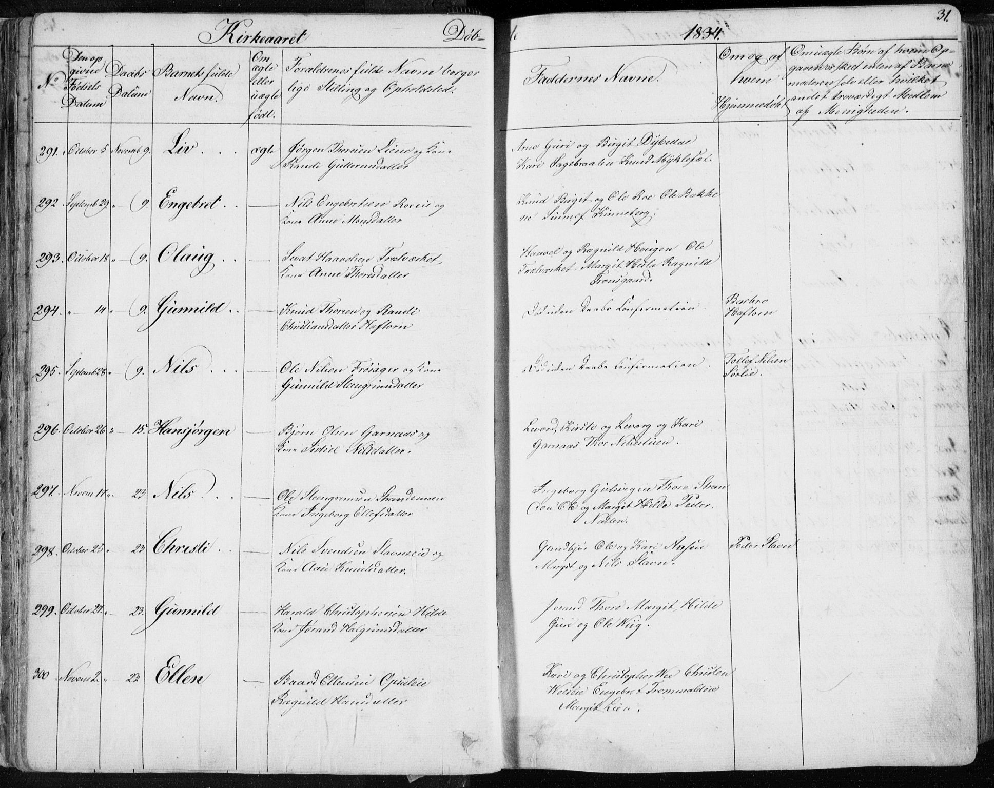 Nes kirkebøker, SAKO/A-236/F/Fa/L0009: Parish register (official) no. 9, 1834-1863, p. 31