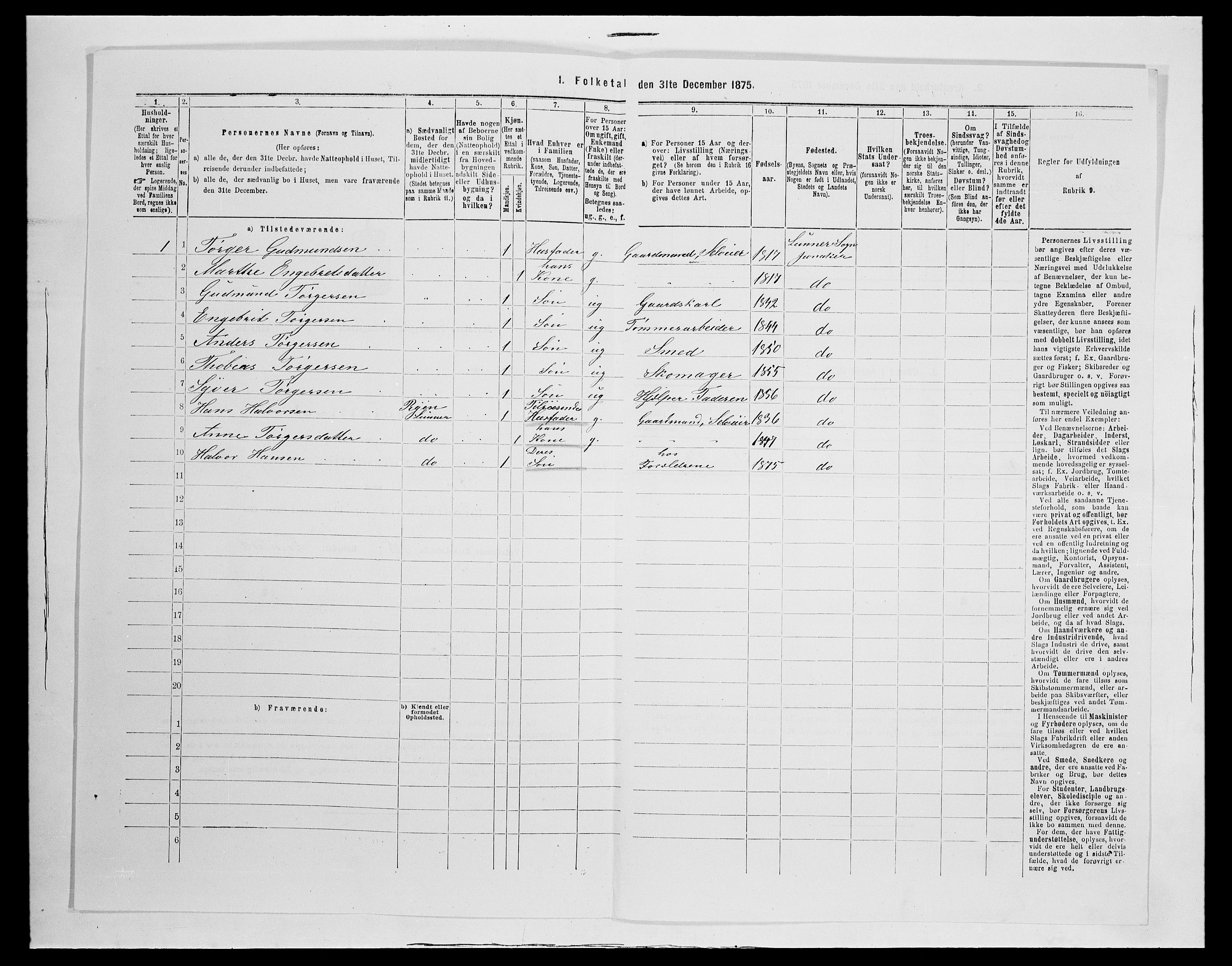 SAH, 1875 census for 0532P Jevnaker, 1875, p. 1119
