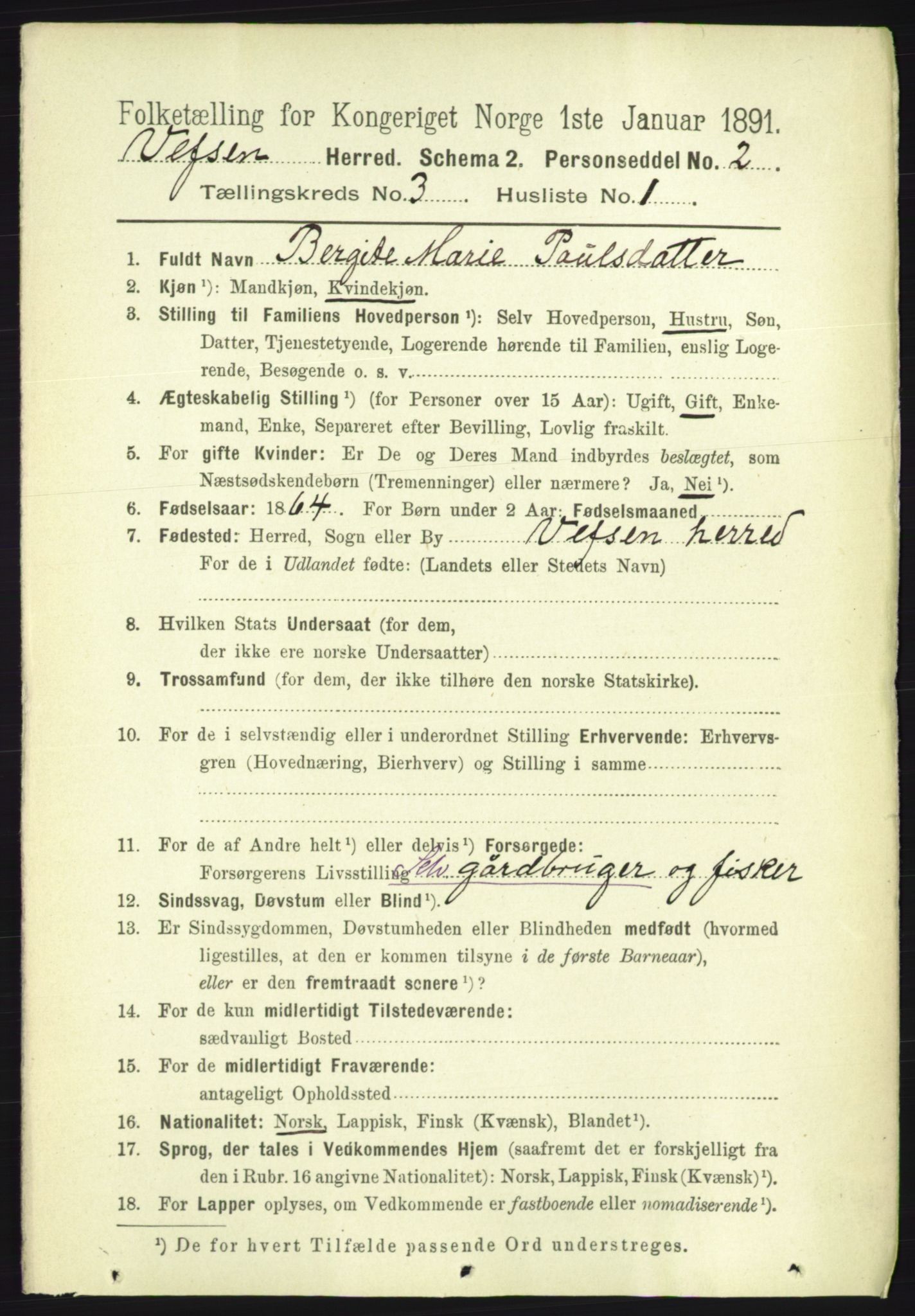 RA, 1891 census for 1824 Vefsn, 1891, p. 1278