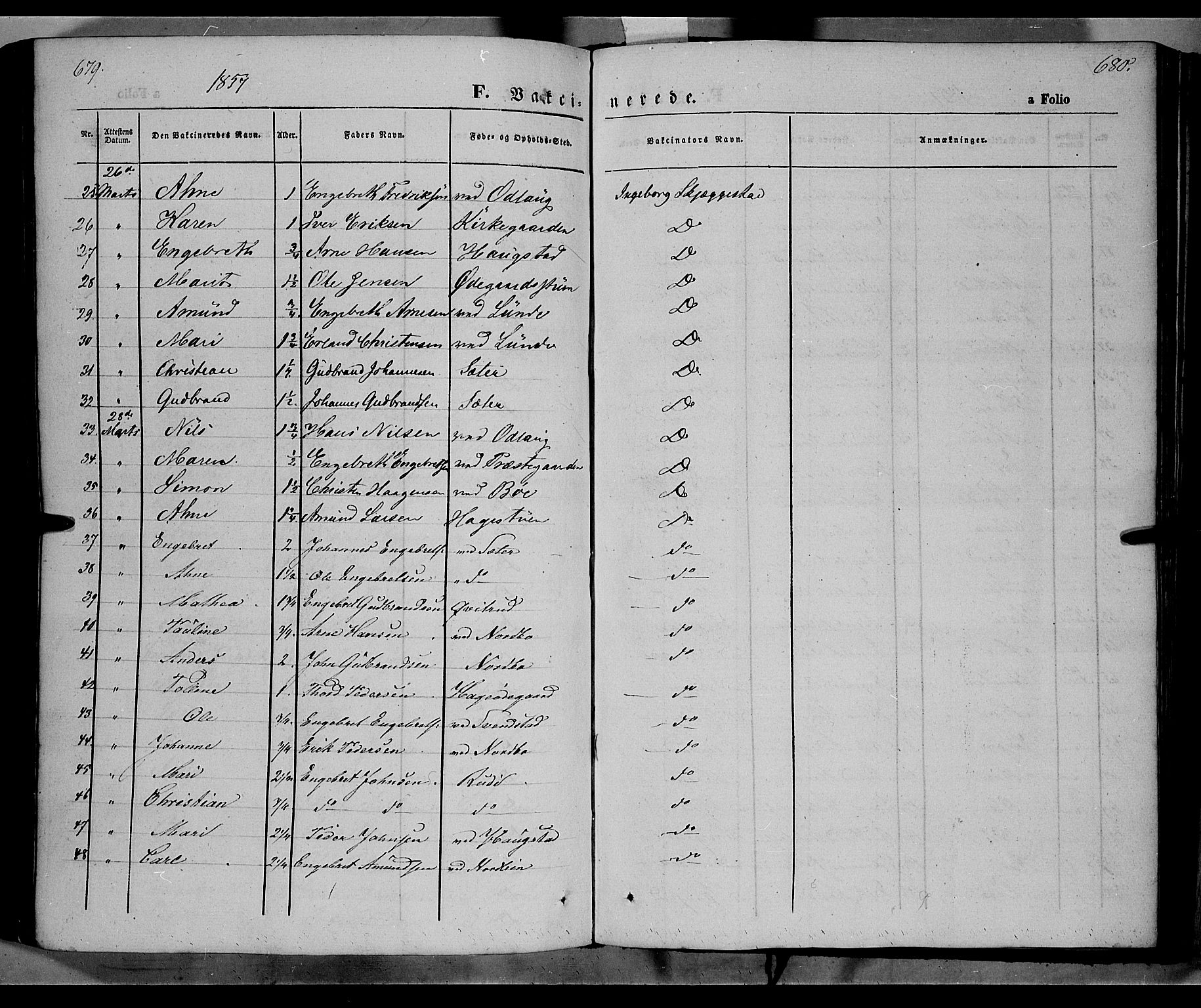 Ringebu prestekontor, SAH/PREST-082/H/Ha/Haa/L0006: Parish register (official) no. 6, 1848-1859, p. 679-680