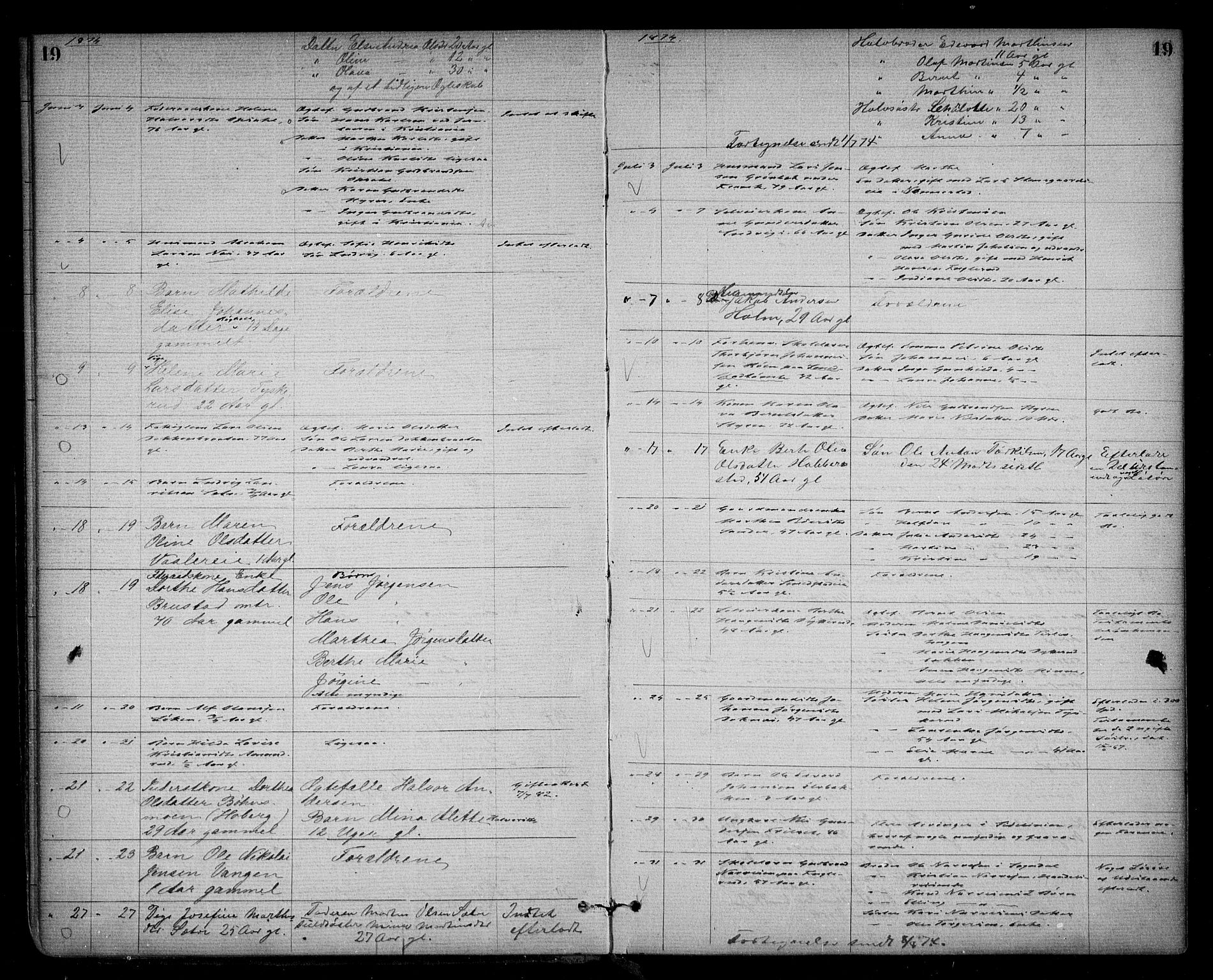 Eidsvoll lensmannskontor, AV/SAO-A-10266a/H/Ha/Haa/L0002: Dødsfallsprotokoll, 1871-1896, p. 19