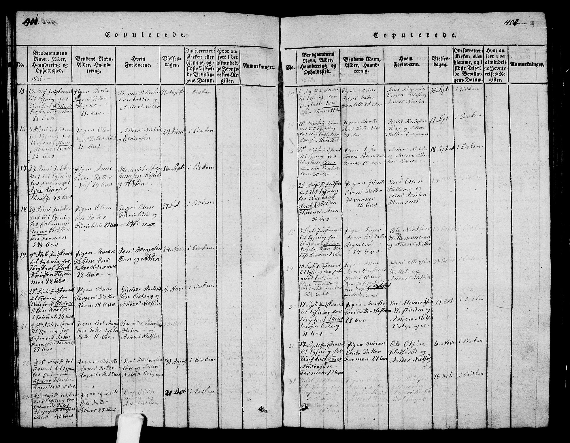 Hedrum kirkebøker, AV/SAKO-A-344/G/Ga/L0003: Parish register (copy) no. I 3, 1817-1835, p. 401-402