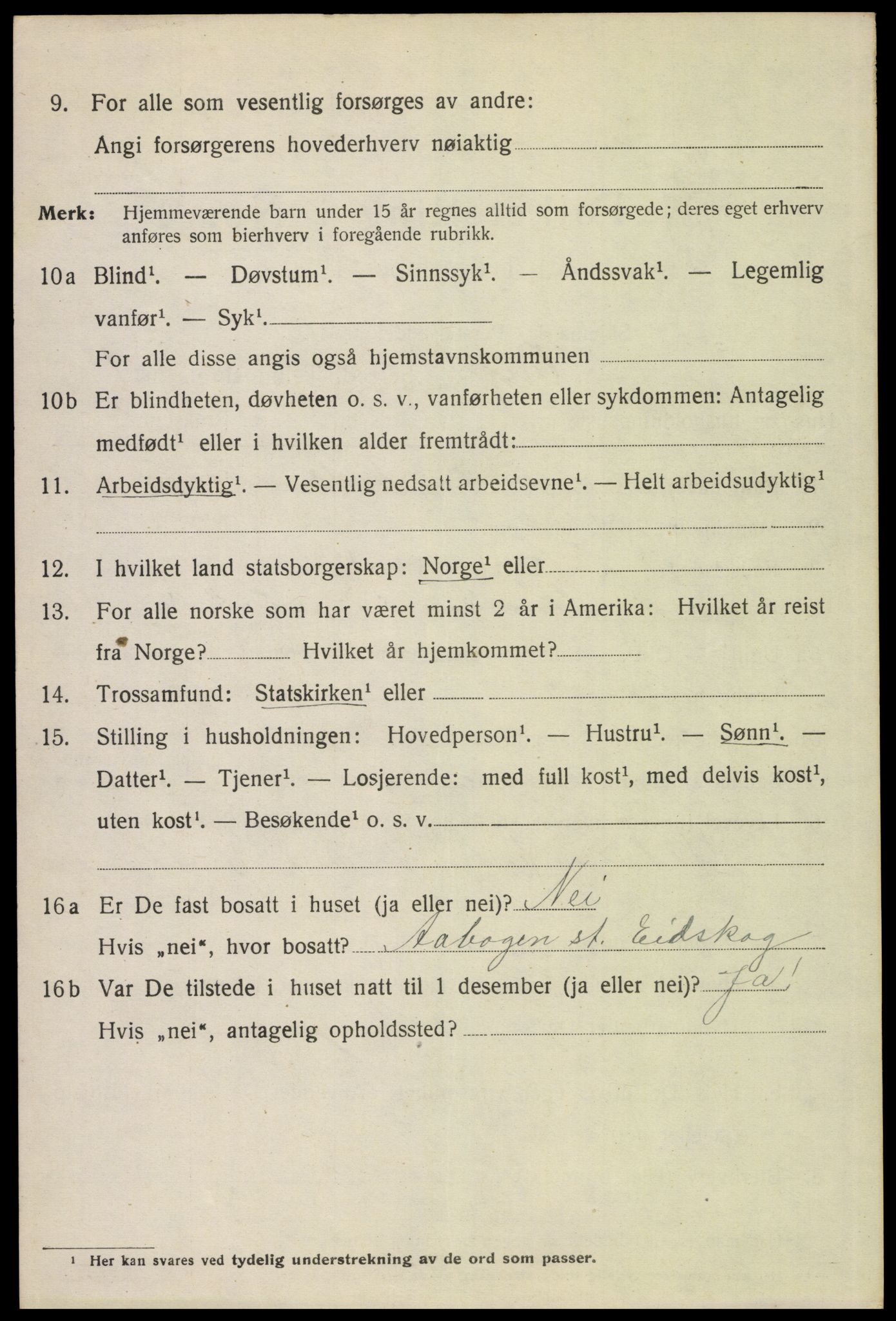 SAH, 1920 census for Vinger, 1920, p. 1845