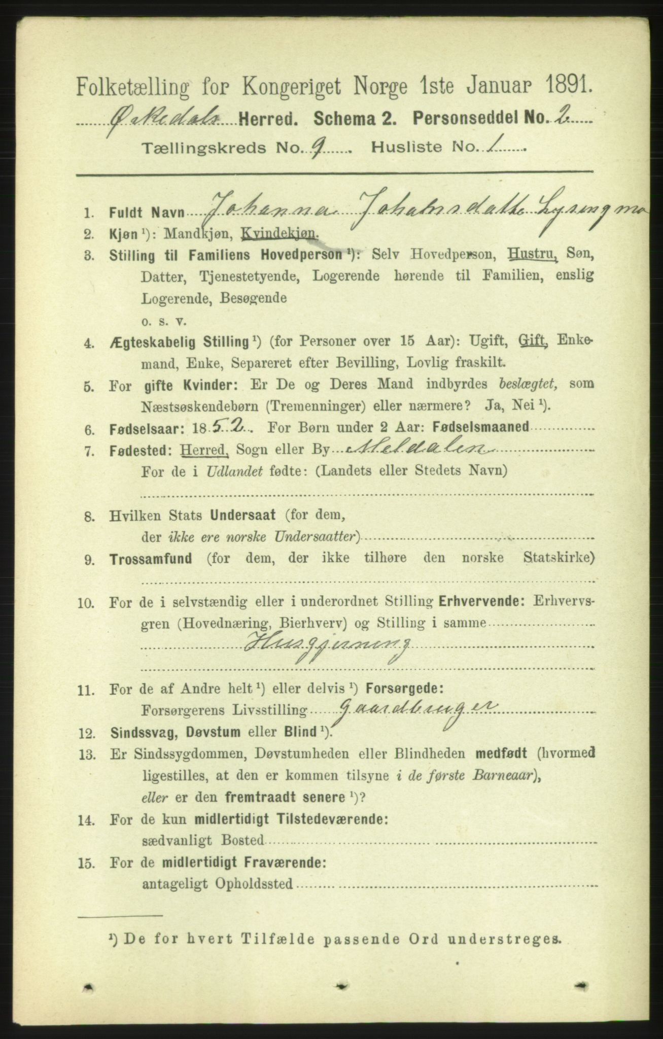 RA, 1891 census for 1638 Orkdal, 1891, p. 4271