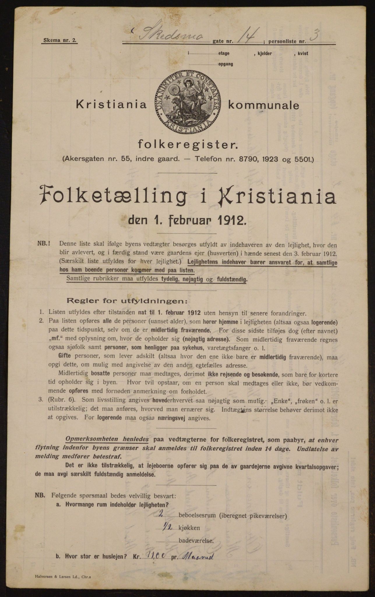 OBA, Municipal Census 1912 for Kristiania, 1912, p. 95686