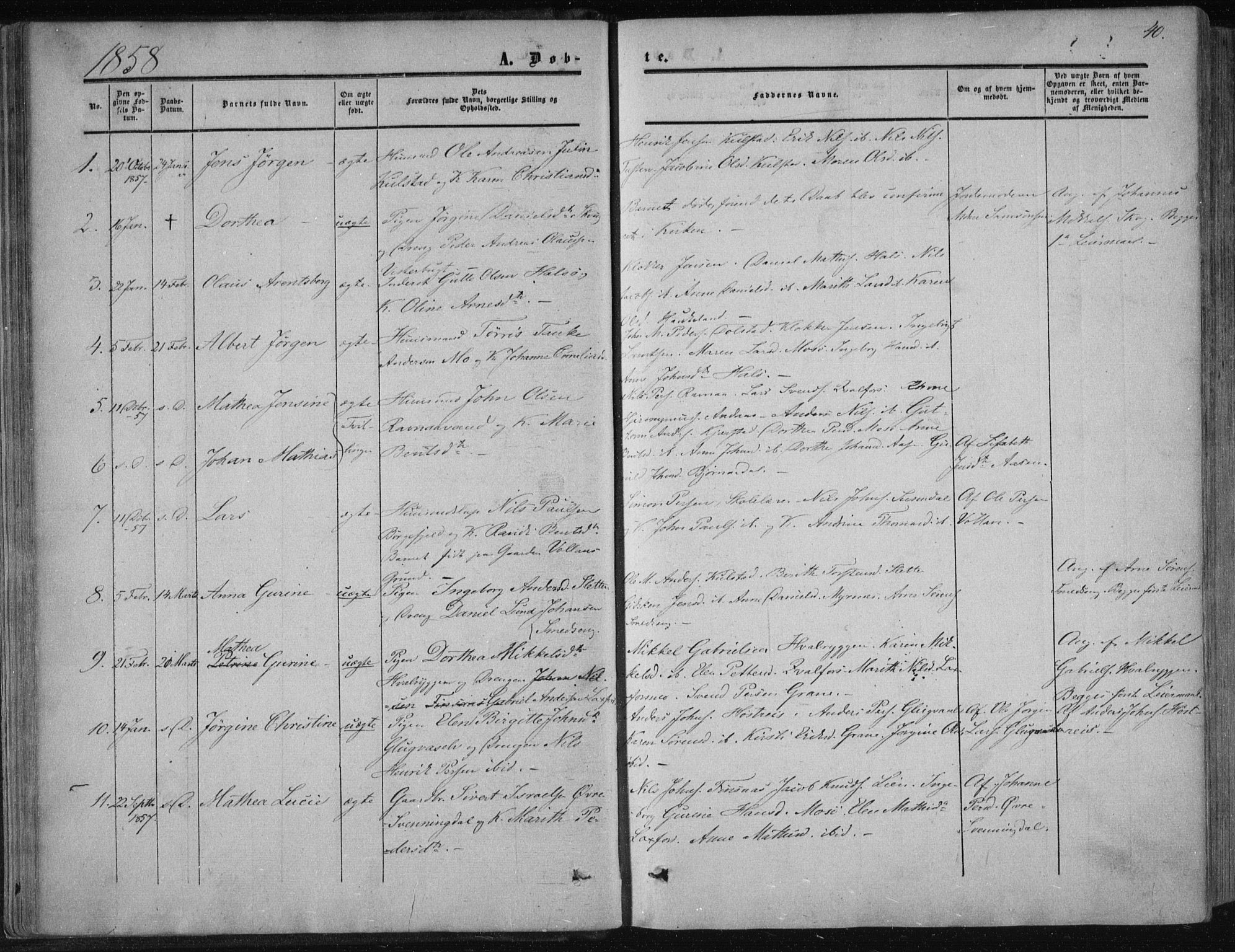 Ministerialprotokoller, klokkerbøker og fødselsregistre - Nordland, SAT/A-1459/820/L0293: Parish register (official) no. 820A14, 1855-1865, p. 40