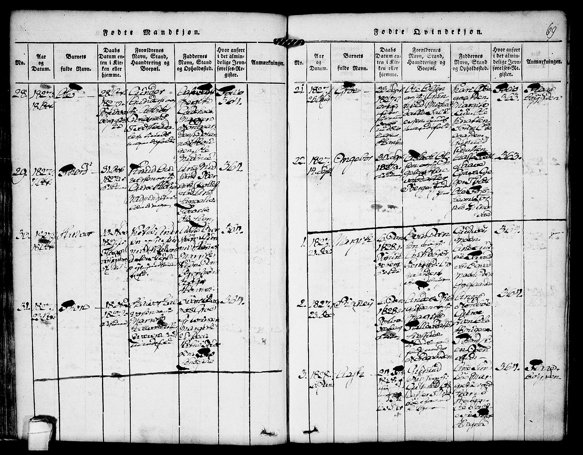 Kviteseid kirkebøker, SAKO/A-276/F/Fa/L0005: Parish register (official) no. I 5, 1815-1836, p. 69